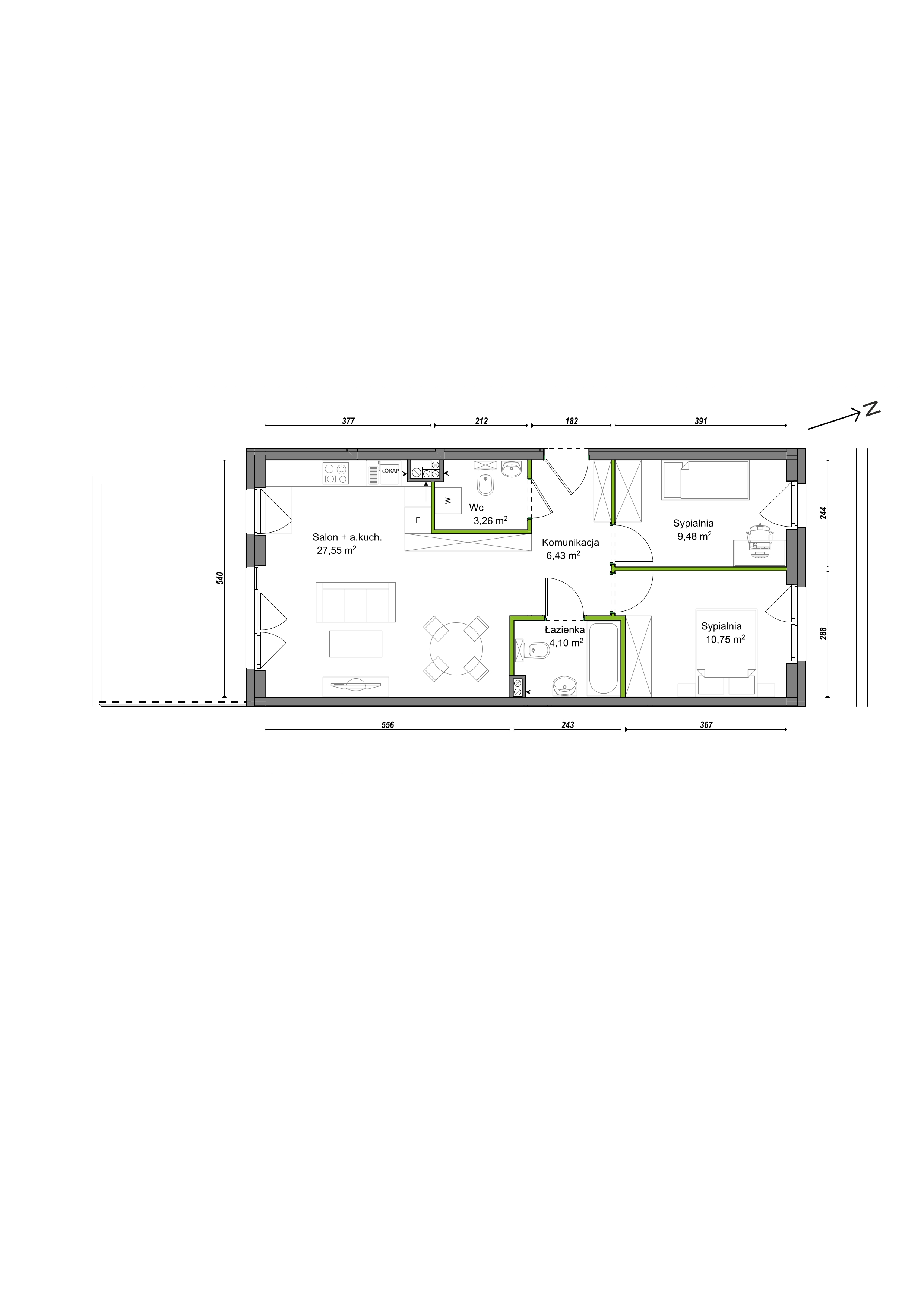 Mieszkanie 61,57 m², parter, oferta nr B2/E/02, Orawska Vita, Wrocław, Ołtaszyn, Krzyki, ul. Orawska 73-idx