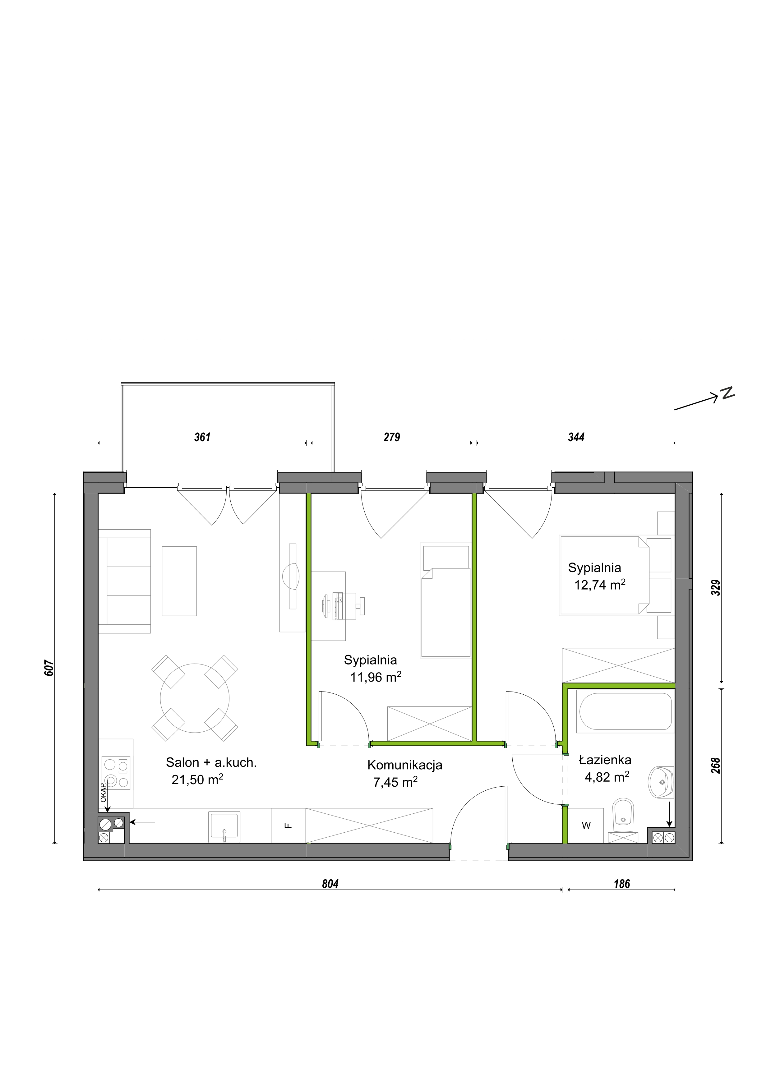 Mieszkanie 58,47 m², piętro 2, oferta nr B2/F/20, Orawska Vita, Wrocław, Ołtaszyn, Krzyki, ul. Orawska 73-idx