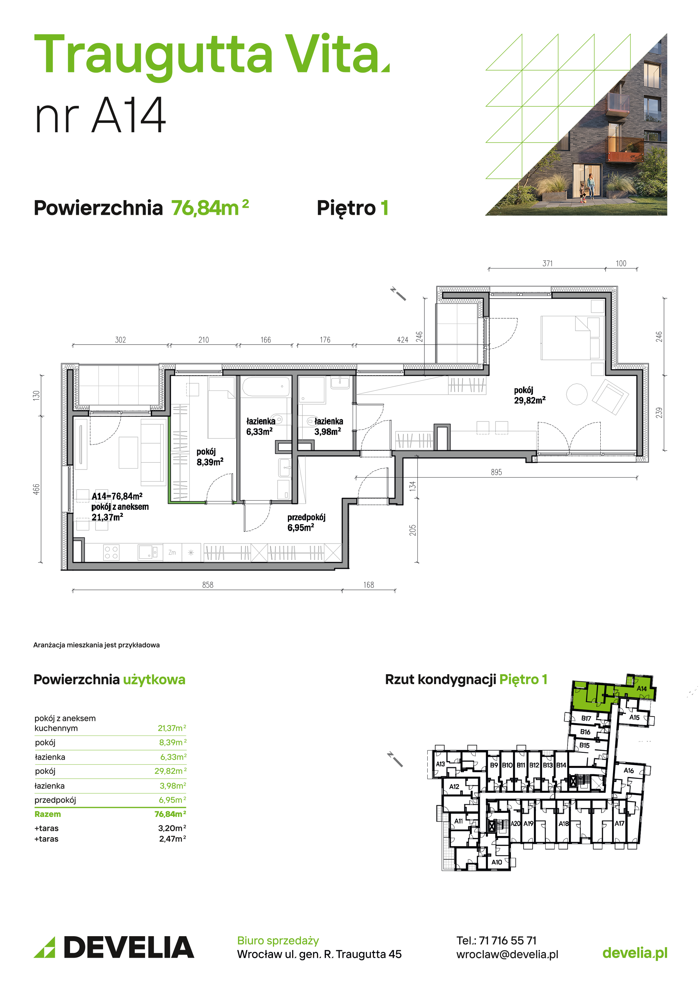 Mieszkanie 76,84 m², piętro 1, oferta nr A14, Traugutta Vita, Wrocław, Przedmieście Oławskie, ul. Generała Romualda Traugutta 103-idx