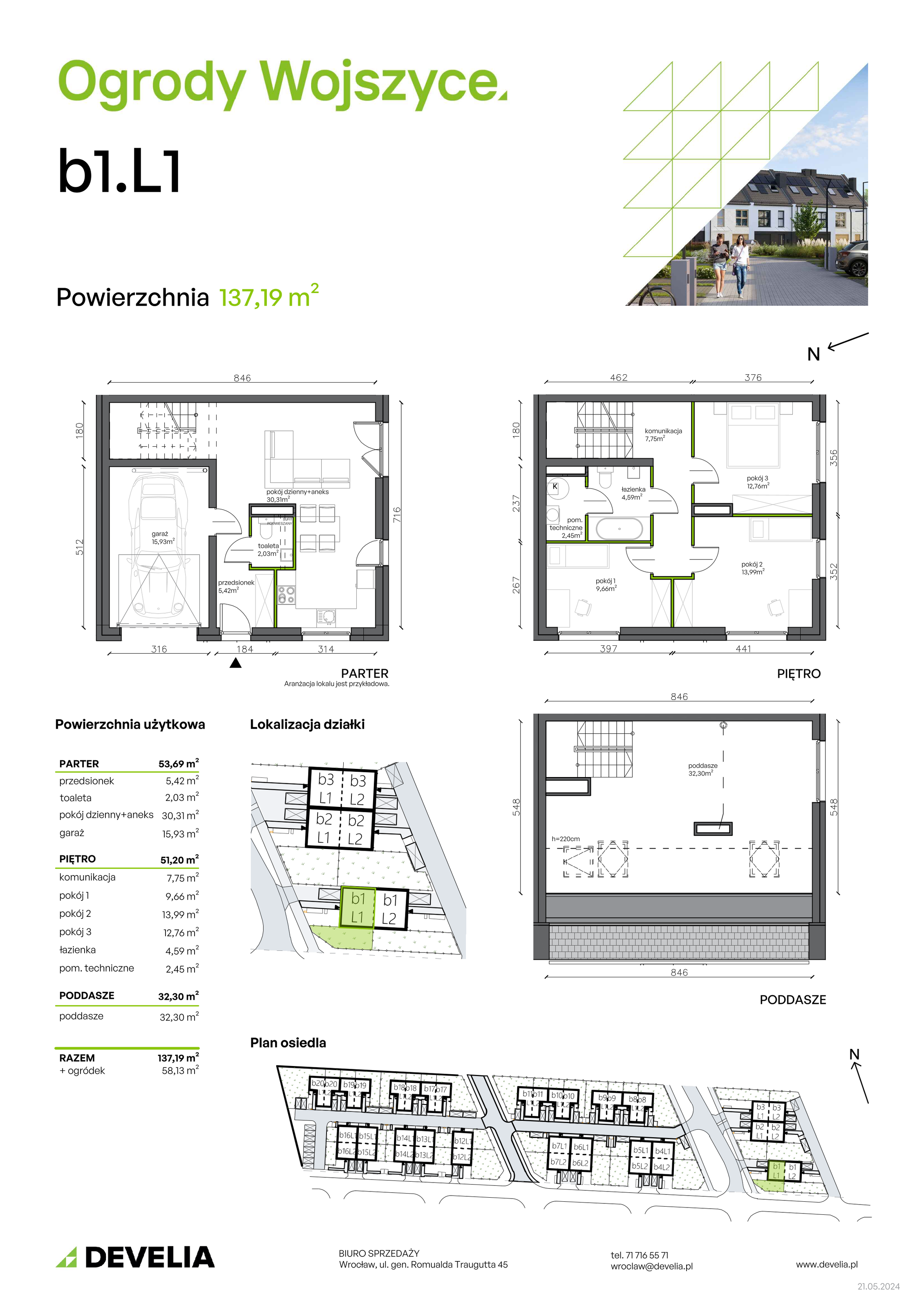 Dom 137,19 m², oferta nr b1.L1, Ogrody Wojszyce 2, Wrocław, Wojszyce, Krzyki, ul. Adama Kopycińskiego-idx