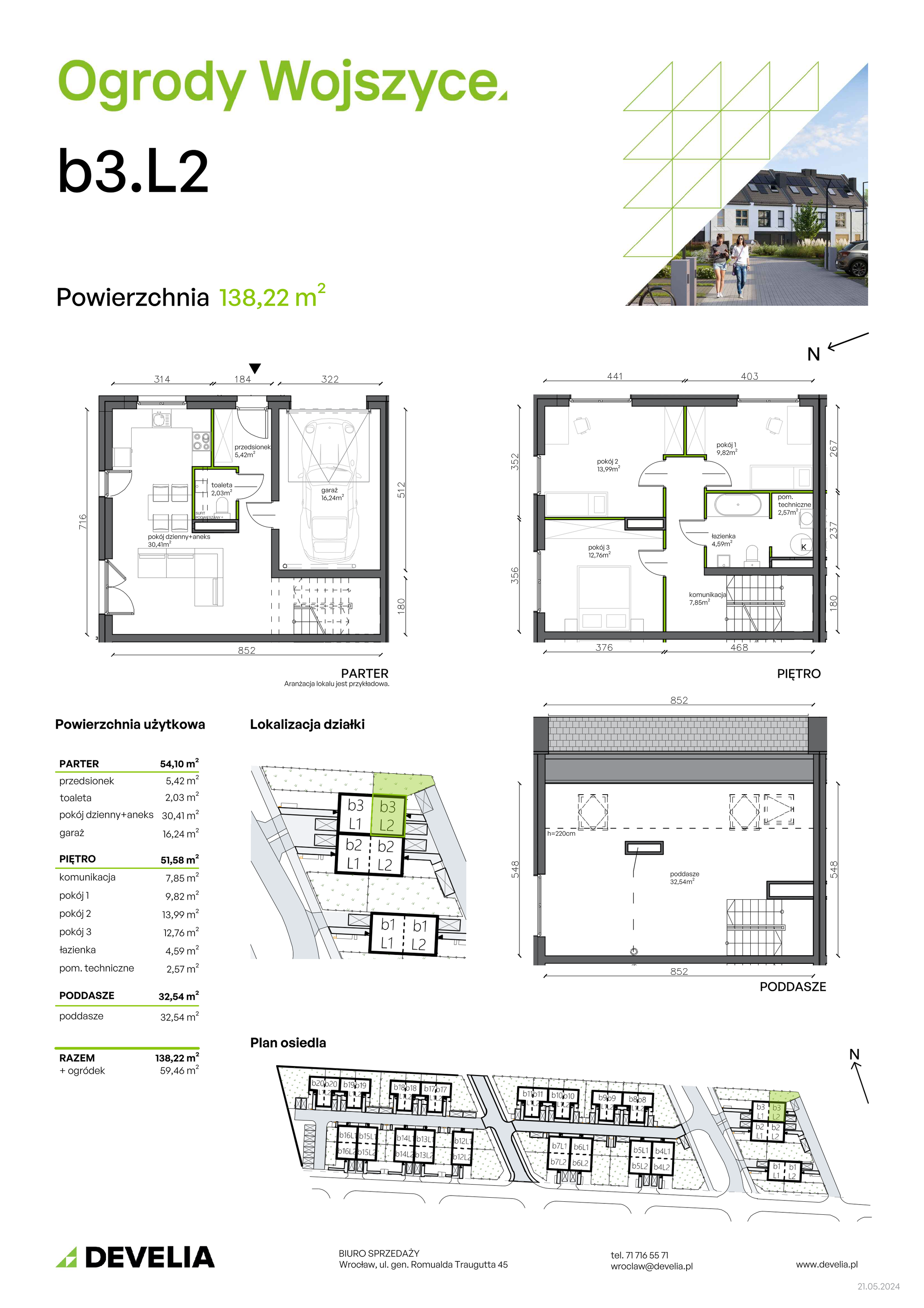 Dom 138,22 m², oferta nr b3.L2, Ogrody Wojszyce 2, Wrocław, Wojszyce, Krzyki, ul. Adama Kopycińskiego-idx