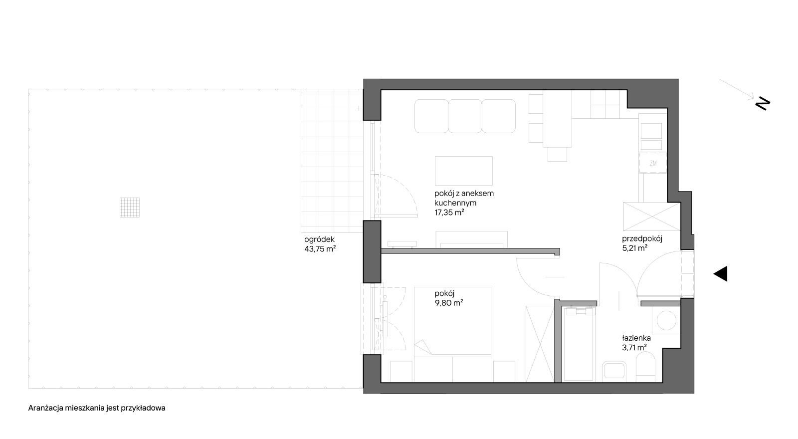 Mieszkanie 36,07 m², parter, oferta nr A.005, Słoneczne Miasteczko, Kraków, Bieżanów-Prokocim, ul. Henryka i Karola Czeczów-idx