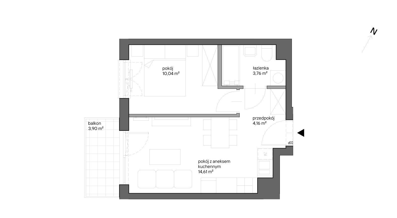 Mieszkanie 32,57 m², piętro 3, oferta nr C.015, Słoneczne Miasteczko, Kraków, Bieżanów-Prokocim, ul. Henryka i Karola Czeczów-idx