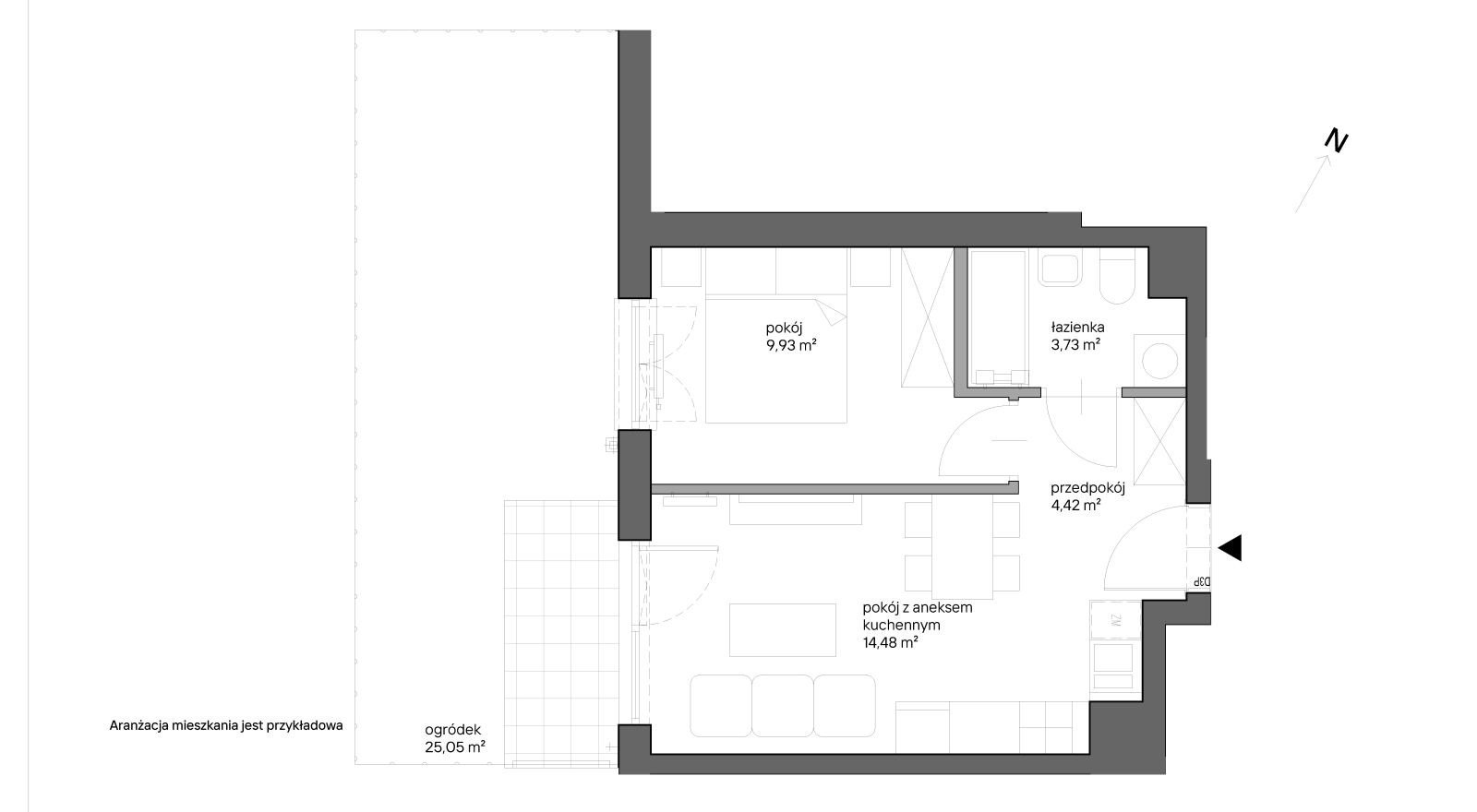 Mieszkanie 32,56 m², parter, oferta nr C.023, Słoneczne Miasteczko, Kraków, Bieżanów-Prokocim, ul. Henryka i Karola Czeczów-idx