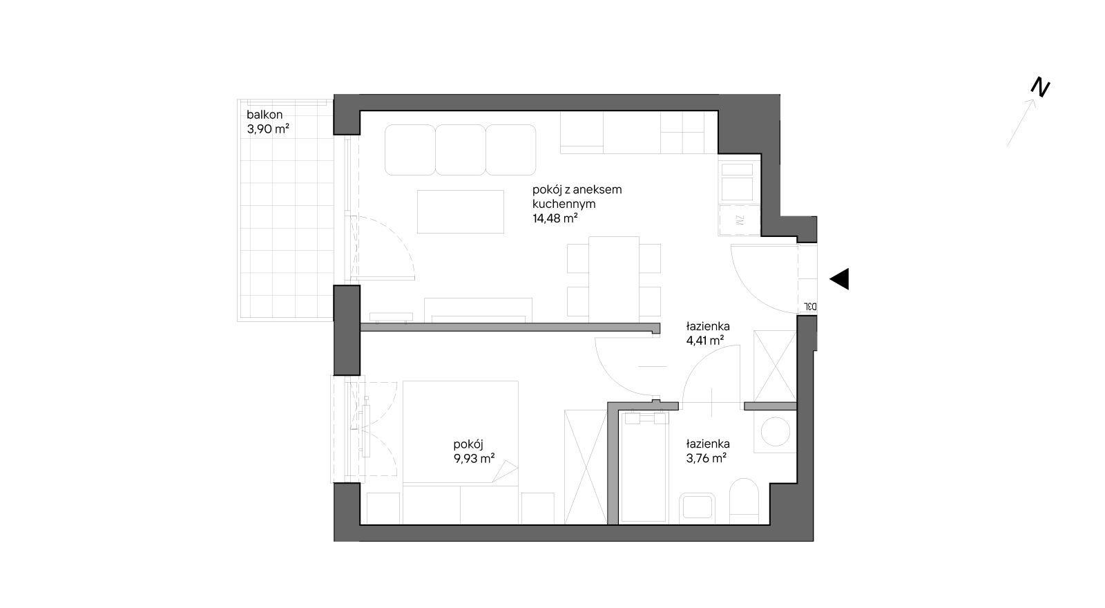 Mieszkanie 32,58 m², piętro 2, oferta nr C.030, Słoneczne Miasteczko, Kraków, Bieżanów-Prokocim, ul. Henryka i Karola Czeczów-idx