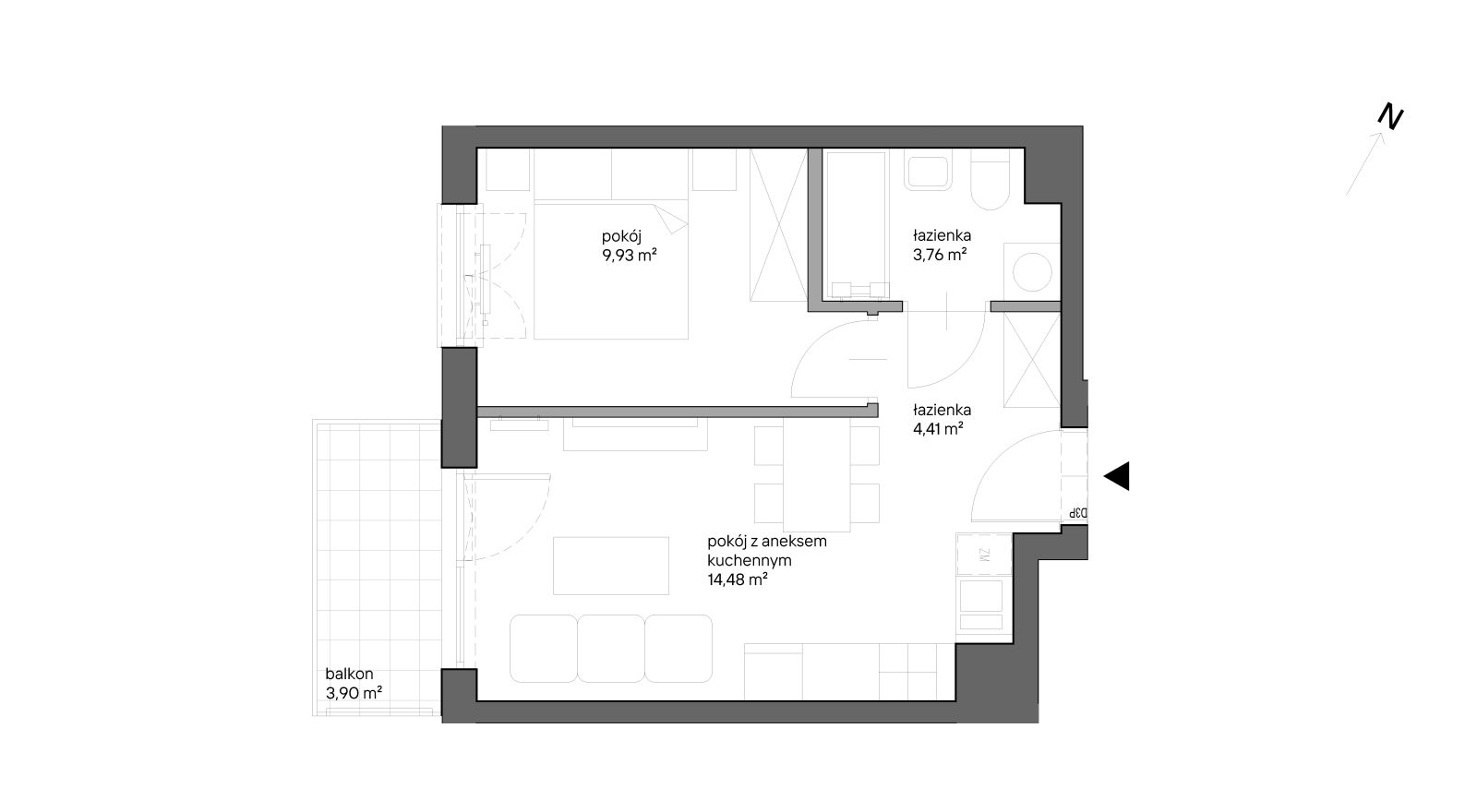 Mieszkanie 32,58 m², piętro 2, oferta nr C.031, Słoneczne Miasteczko, Kraków, Bieżanów-Prokocim, ul. Henryka i Karola Czeczów-idx