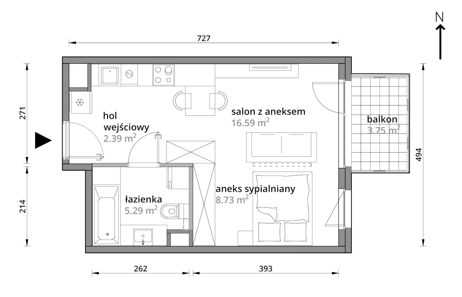 Mieszkanie 33,00 m², piętro 1, oferta nr B/002, Aleje Praskie etap III, Warszawa, Praga Południe, Kamionek, ul. Podskarbińska 32/34-idx