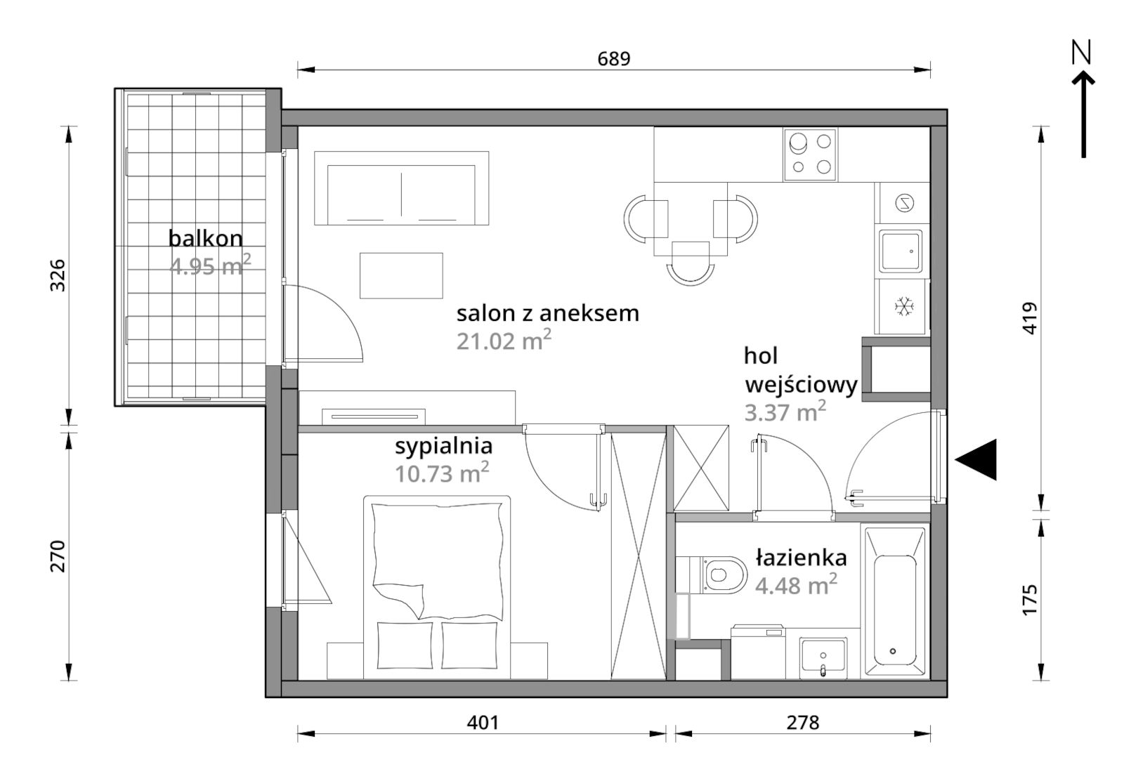 Mieszkanie 39,60 m², piętro 1, oferta nr B/009, Aleje Praskie etap III, Warszawa, Praga Południe, Kamionek, ul. Podskarbińska 32/34-idx