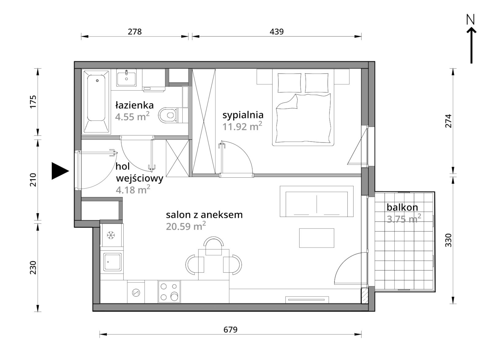 Mieszkanie 41,24 m², piętro 2, oferta nr B/014, Aleje Praskie etap III, Warszawa, Praga Południe, Kamionek, ul. Podskarbińska 32/34-idx