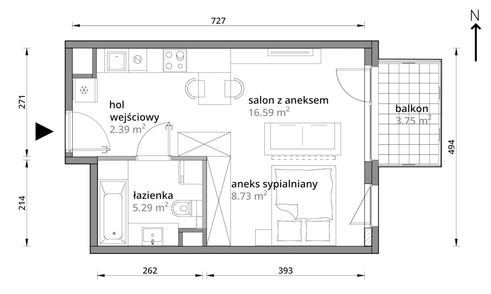 Mieszkanie 33,00 m², piętro 2, oferta nr B/015, Aleje Praskie etap III, Warszawa, Praga Południe, Kamionek, ul. Podskarbińska 32/34-idx