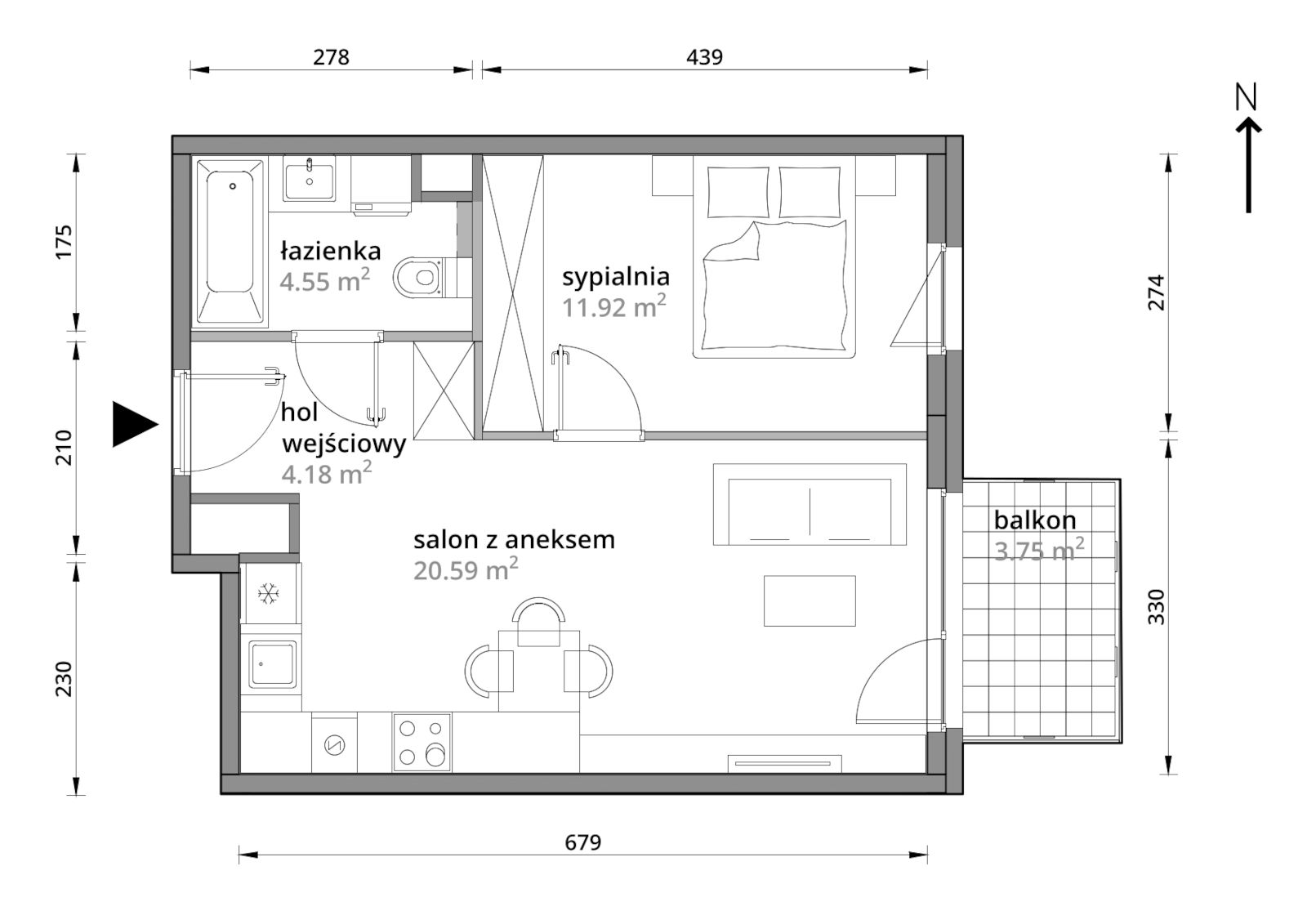 Mieszkanie 41,24 m², piętro 3, oferta nr B/027, Aleje Praskie etap III, Warszawa, Praga Południe, Kamionek, ul. Podskarbińska 32/34-idx