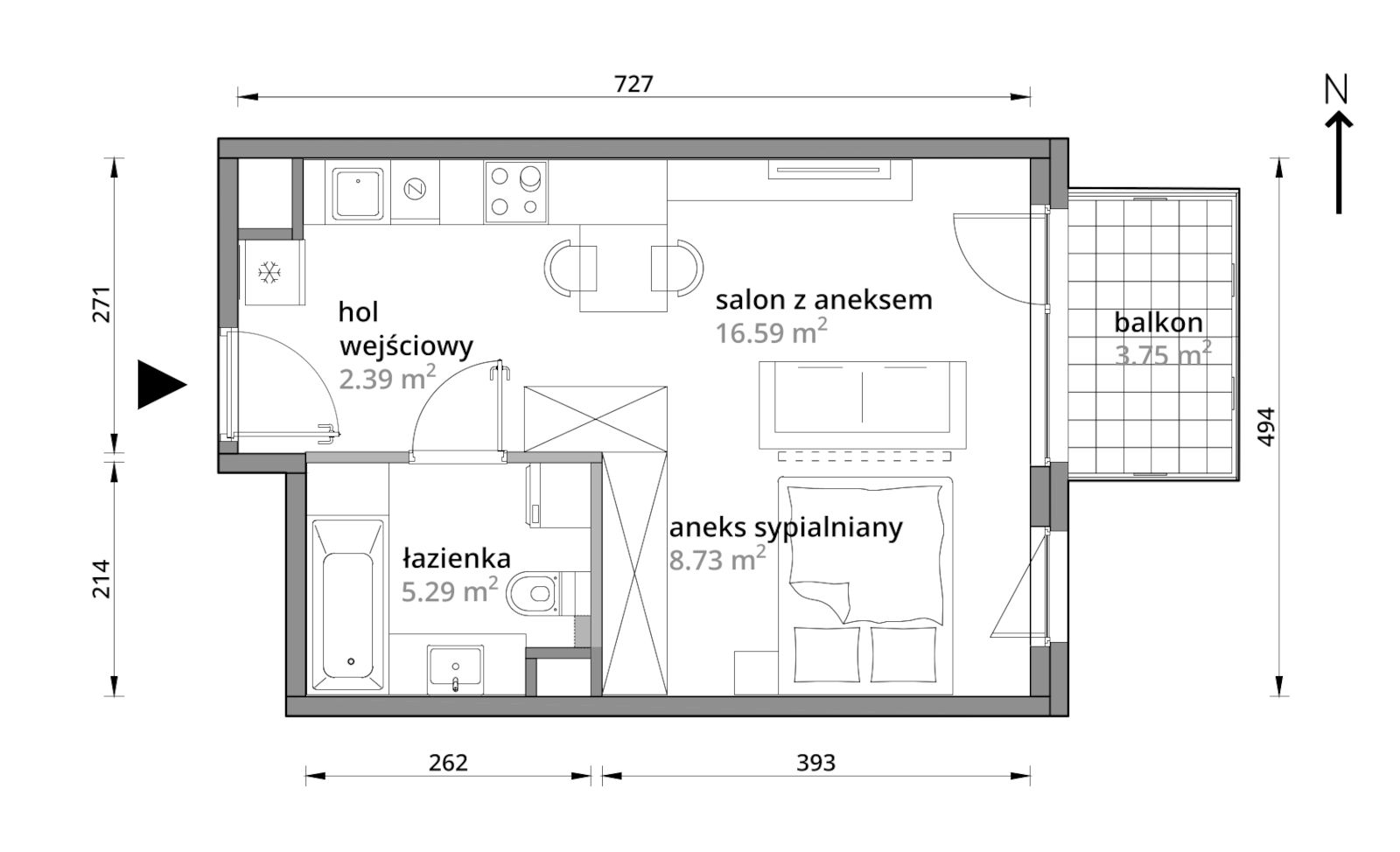 Mieszkanie 33,00 m², piętro 3, oferta nr B/028, Aleje Praskie etap III, Warszawa, Praga Południe, Kamionek, ul. Podskarbińska 32/34-idx