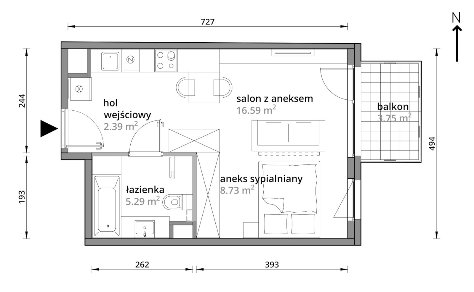 Mieszkanie 33,00 m², piętro 4, oferta nr B/041, Aleje Praskie etap III, Warszawa, Praga Południe, Kamionek, ul. Podskarbińska 32/34-idx