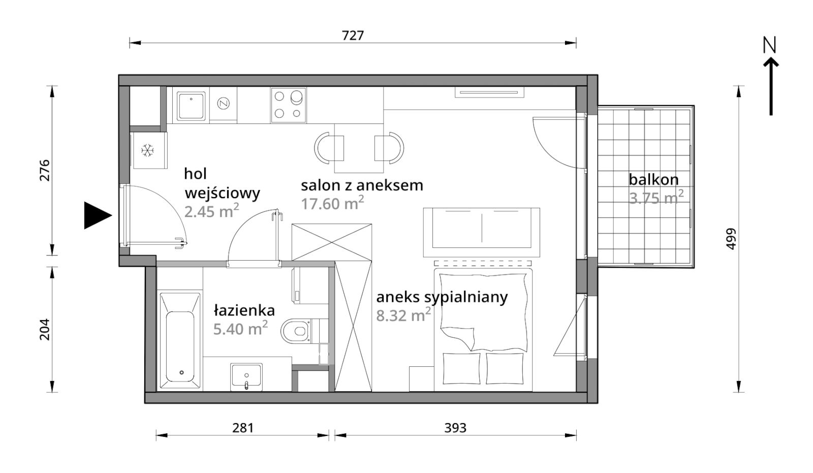 Mieszkanie 33,77 m², piętro 4, oferta nr B/042, Aleje Praskie etap III, Warszawa, Praga Południe, Kamionek, ul. Podskarbińska 32/34-idx