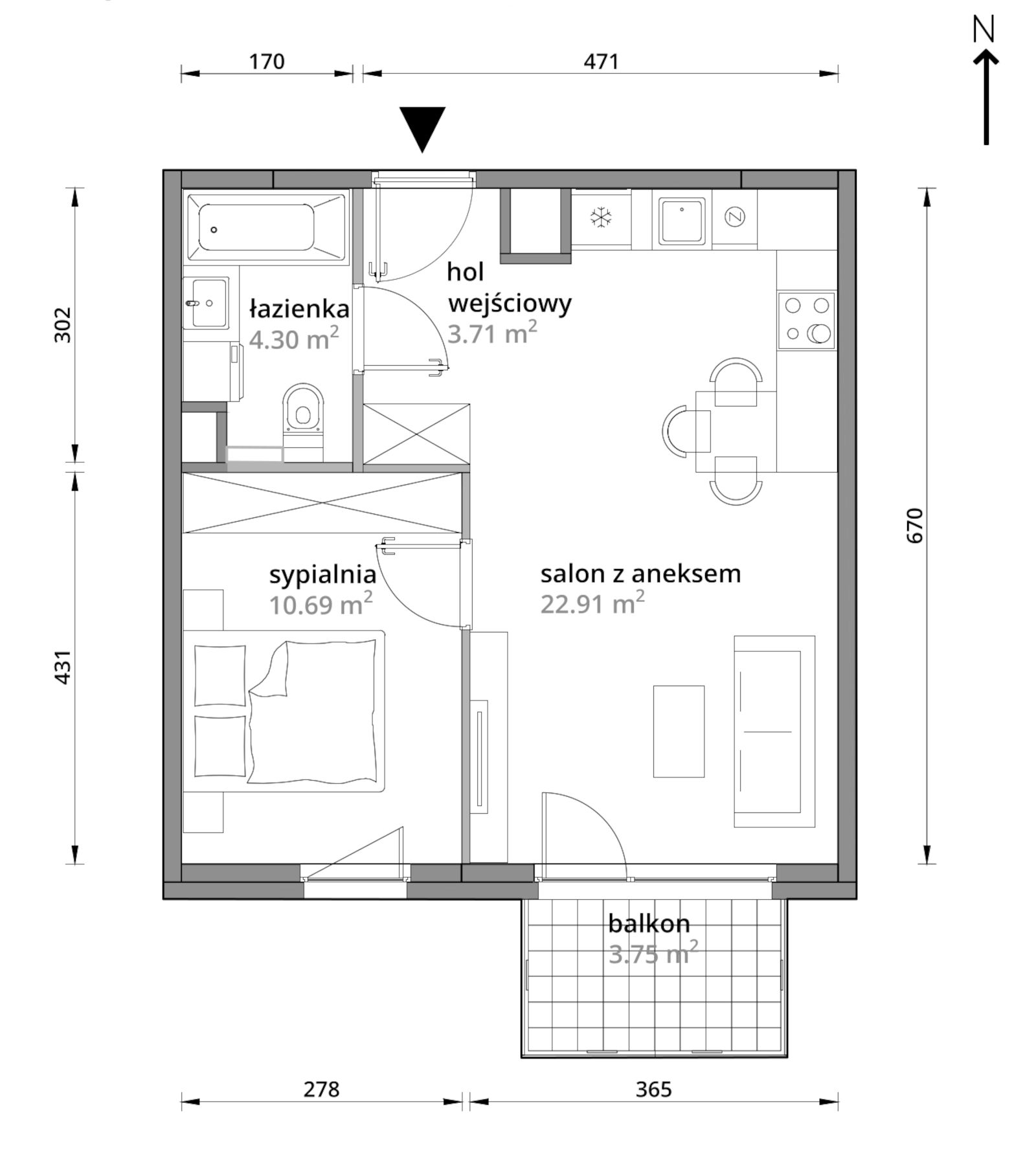 Mieszkanie 41,61 m², piętro 1, oferta nr B/052, Aleje Praskie etap III, Warszawa, Praga Południe, Kamionek, ul. Podskarbińska 32/34-idx