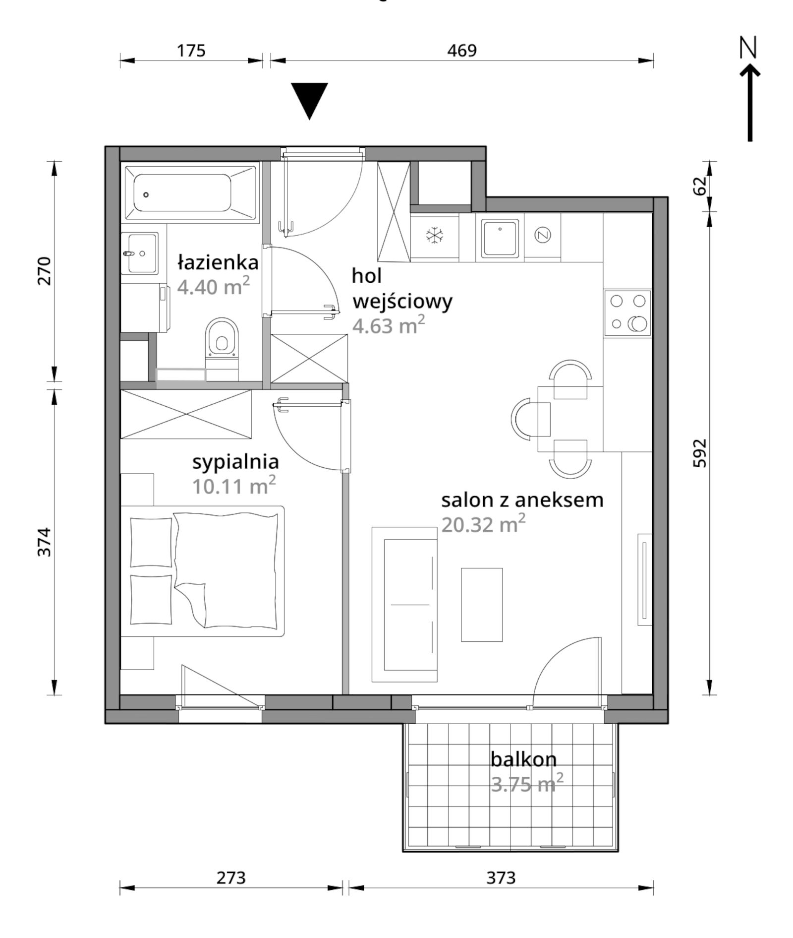 Mieszkanie 39,46 m², piętro 1, oferta nr B/065, Aleje Praskie etap III, Warszawa, Praga Południe, Kamionek, ul. Podskarbińska 32/34-idx