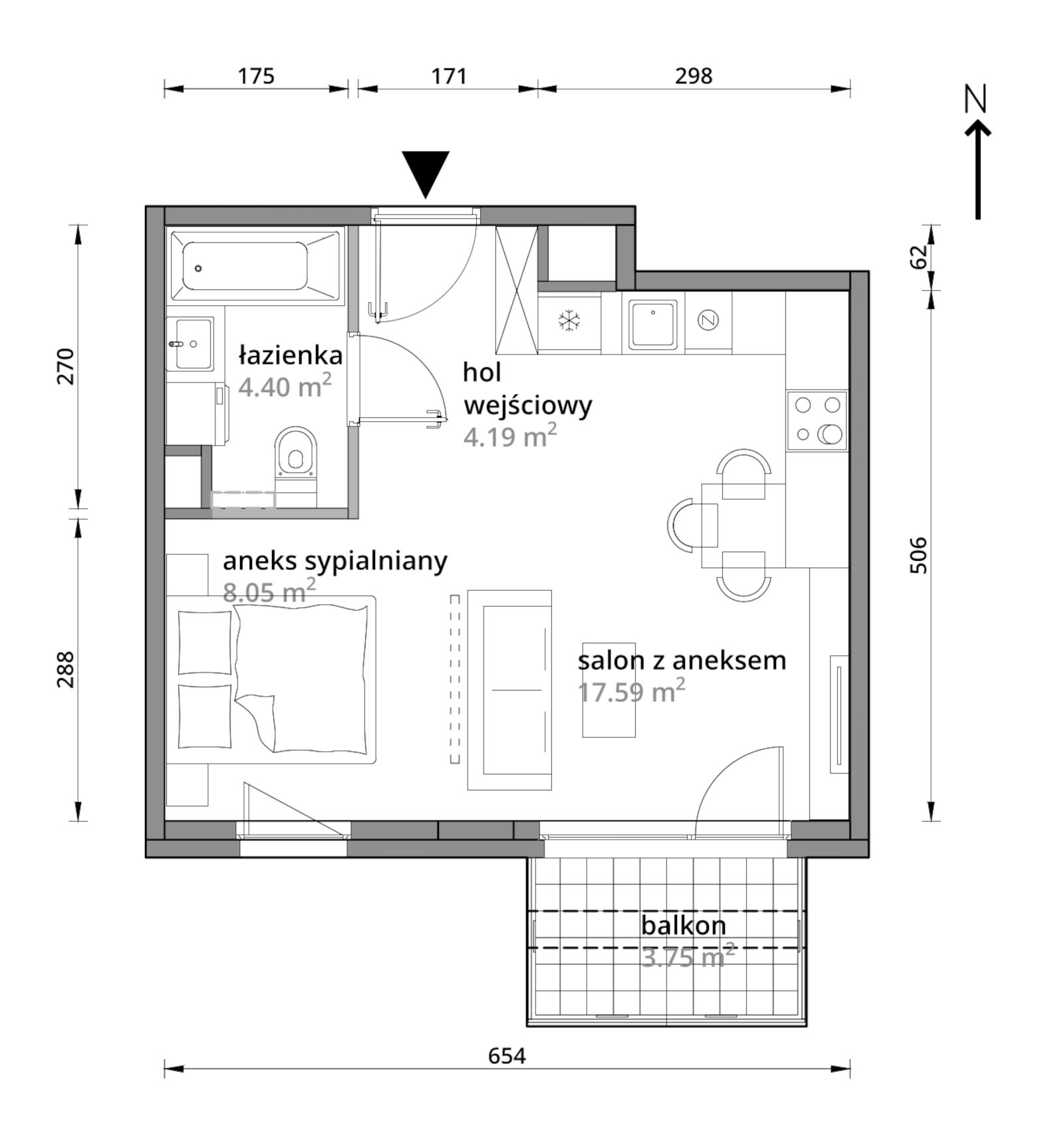 Mieszkanie 34,23 m², piętro 4, oferta nr B/080, Aleje Praskie etap III, Warszawa, Praga Południe, Kamionek, ul. Podskarbińska 32/34-idx