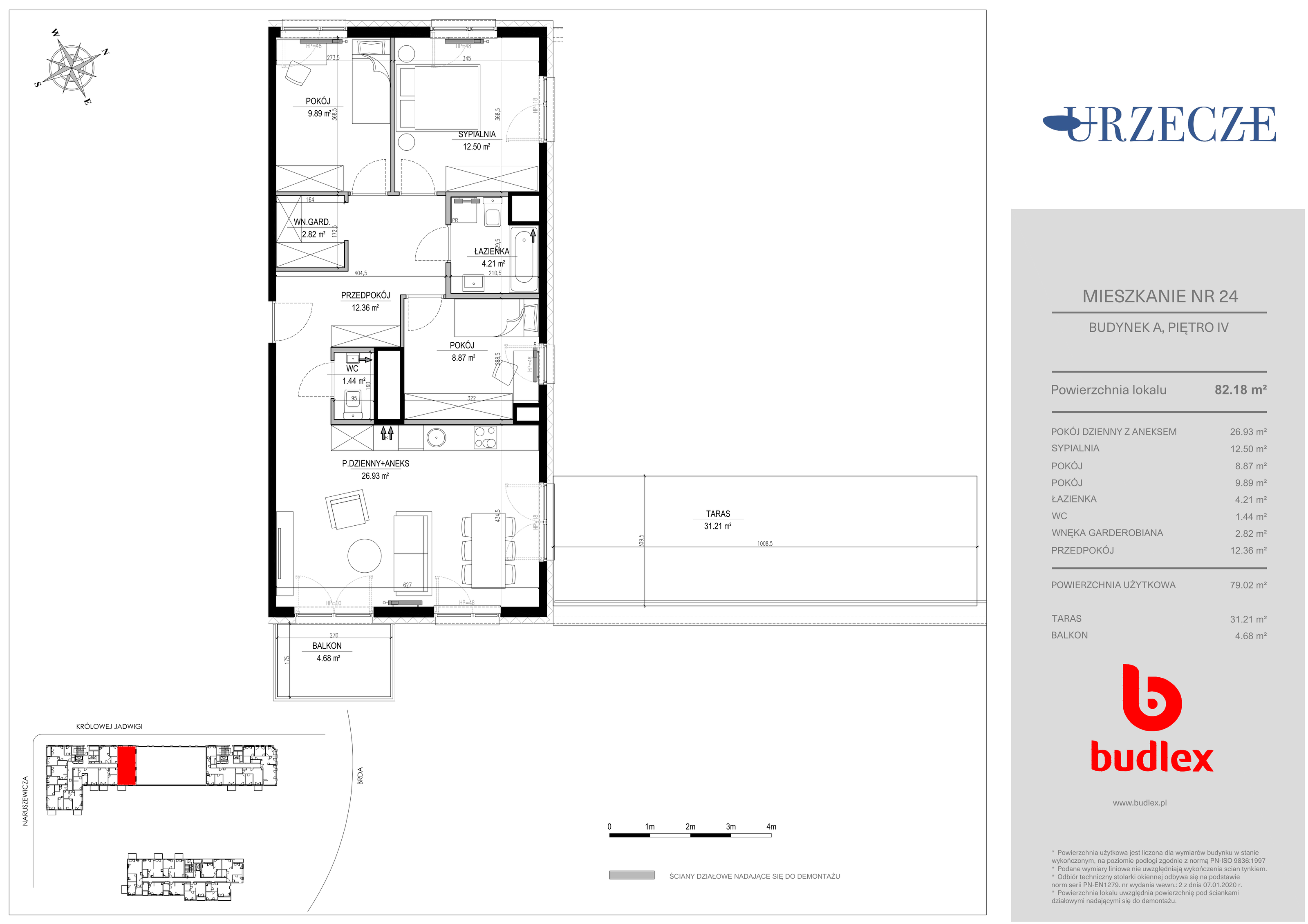 Mieszkanie 82,18 m², piętro 4, oferta nr A.24, Urzecze II, Bydgoszcz, Śródmieście, ul. Królowej Jadwigi 18-idx