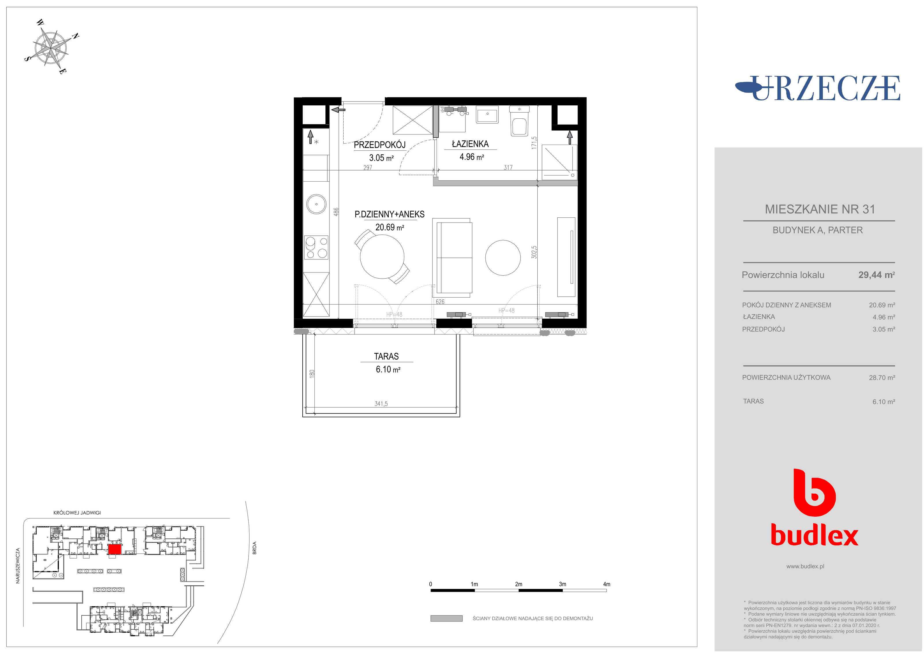 Mieszkanie 29,44 m², parter, oferta nr A.31, Urzecze II, Bydgoszcz, Śródmieście, ul. Adama Naruszewicza-idx