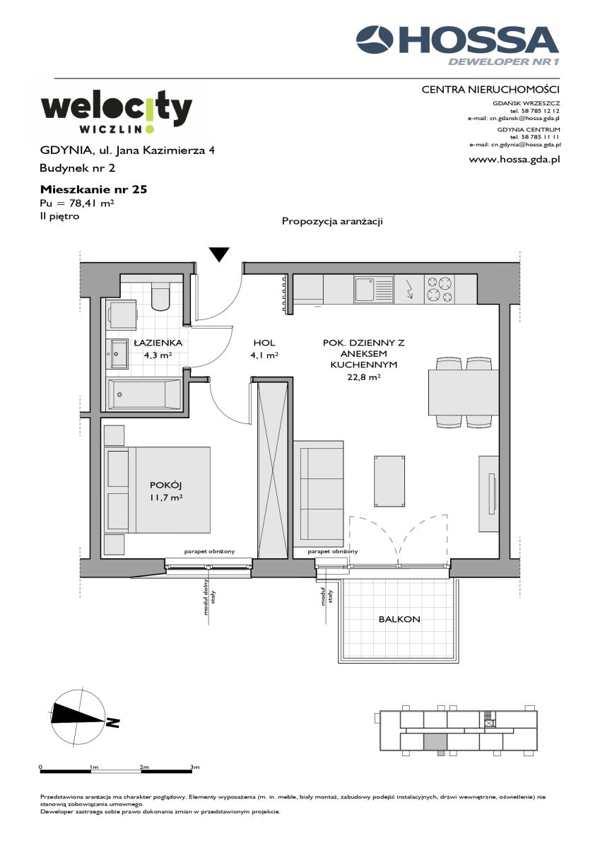 Mieszkanie 44,06 m², piętro 2, oferta nr W/2/25, Welocity Wiczlino, Gdynia, Chwarzno-Wiczlino, ul. Jana Kazimierza-idx