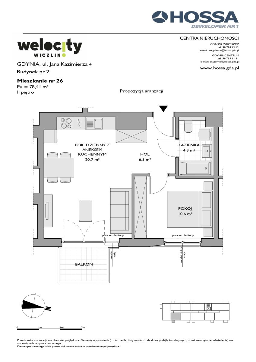 Mieszkanie 43,10 m², piętro 2, oferta nr W/2/26, Welocity Wiczlino, Gdynia, Chwarzno-Wiczlino, ul. Jana Kazimierza-idx