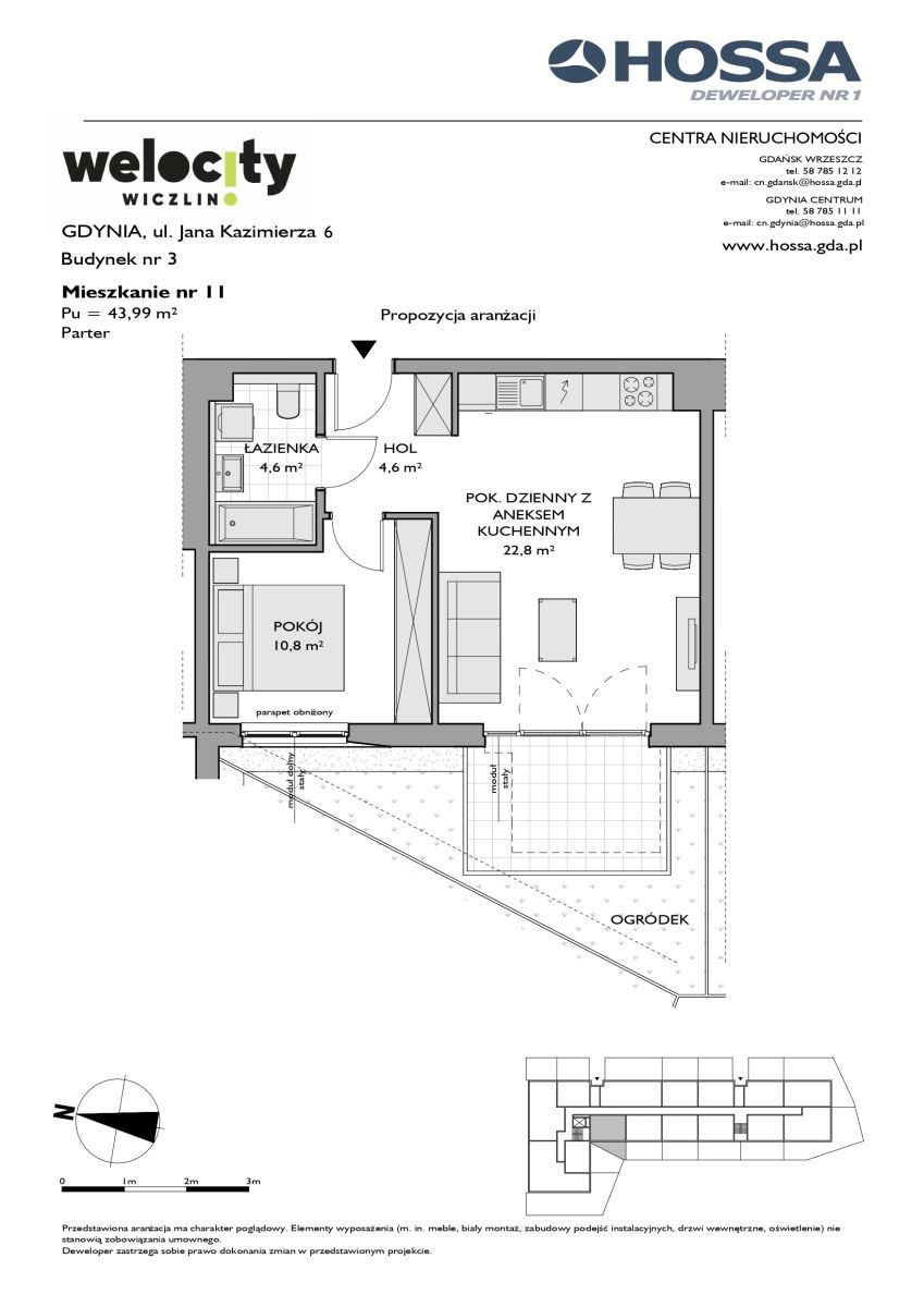 Mieszkanie 43,99 m², parter, oferta nr W/3/11, Welocity Wiczlino, Gdynia, Chwarzno-Wiczlino, ul. Jana Kazimierza-idx