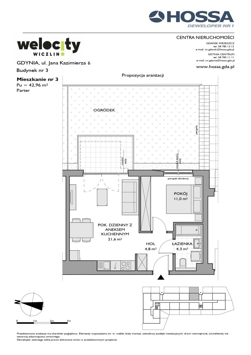 Mieszkanie 42,96 m², parter, oferta nr W/3/3, Welocity Wiczlino, Gdynia, Chwarzno-Wiczlino, ul. Jana Kazimierza-idx