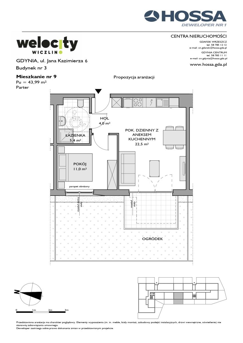 Mieszkanie 43,99 m², parter, oferta nr W/3/9, Welocity Wiczlino, Gdynia, Chwarzno-Wiczlino, ul. Jana Kazimierza-idx