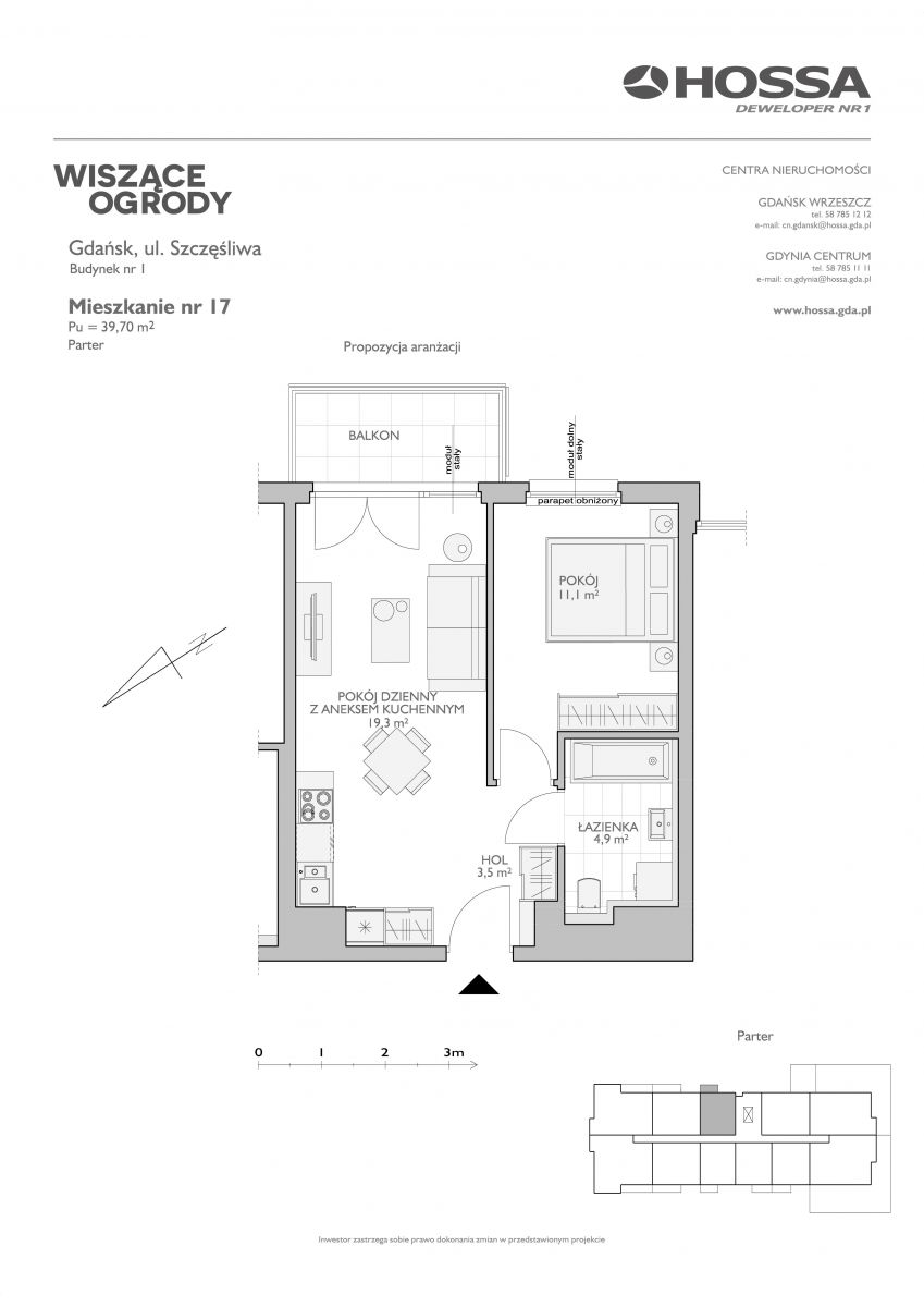 Mieszkanie 39,70 m², parter, oferta nr WO/B/1/17, Wiszące Ogrody, Gdańsk, Jasień, Kiełpinek, ul. Przytulna-idx