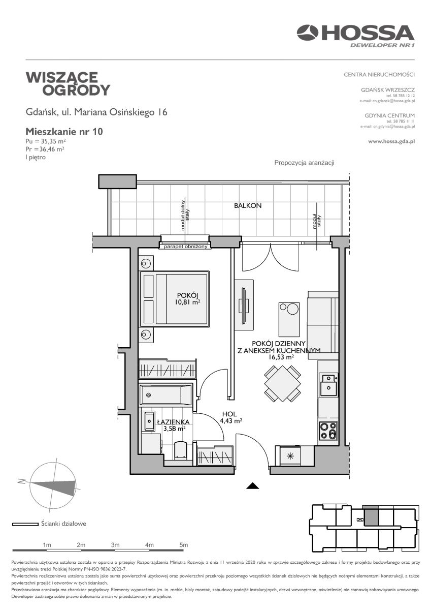 Mieszkanie 36,46 m², piętro 1, oferta nr WO/O16/10, Wiszące Ogrody, Gdańsk, Jasień, Kiełpinek, ul. Przytulna-idx