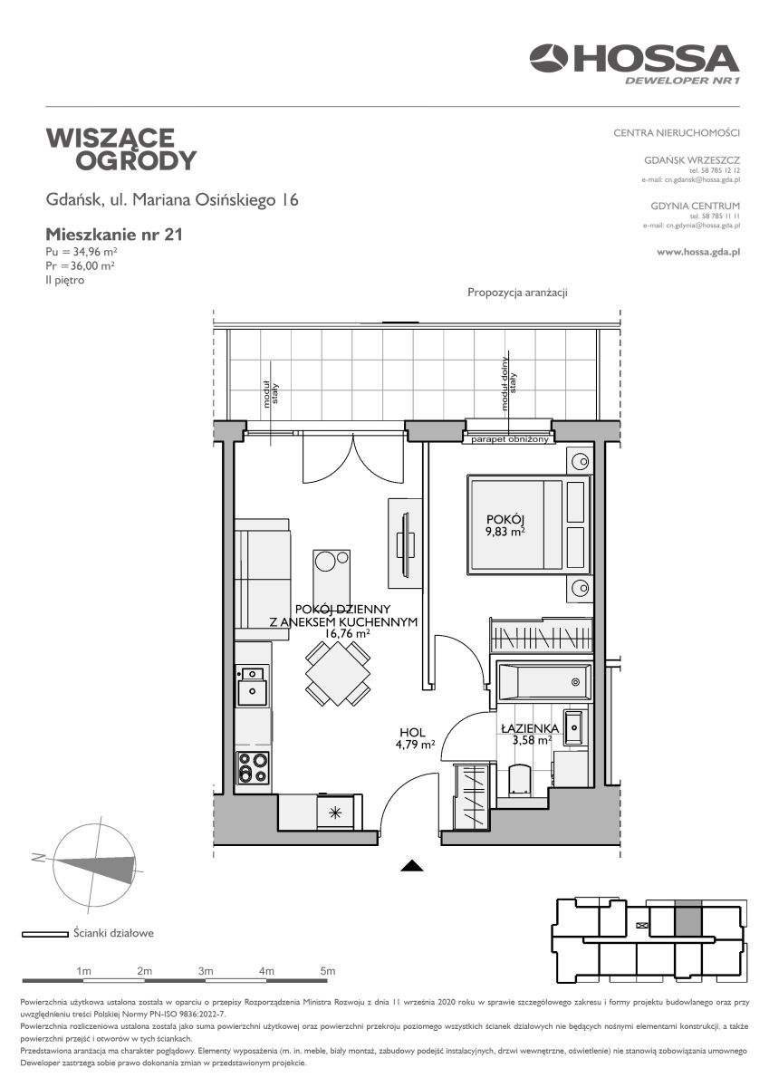 Mieszkanie 36,00 m², piętro 2, oferta nr WO/O16/21, Wiszące Ogrody, Gdańsk, Jasień, Kiełpinek, ul. Przytulna-idx