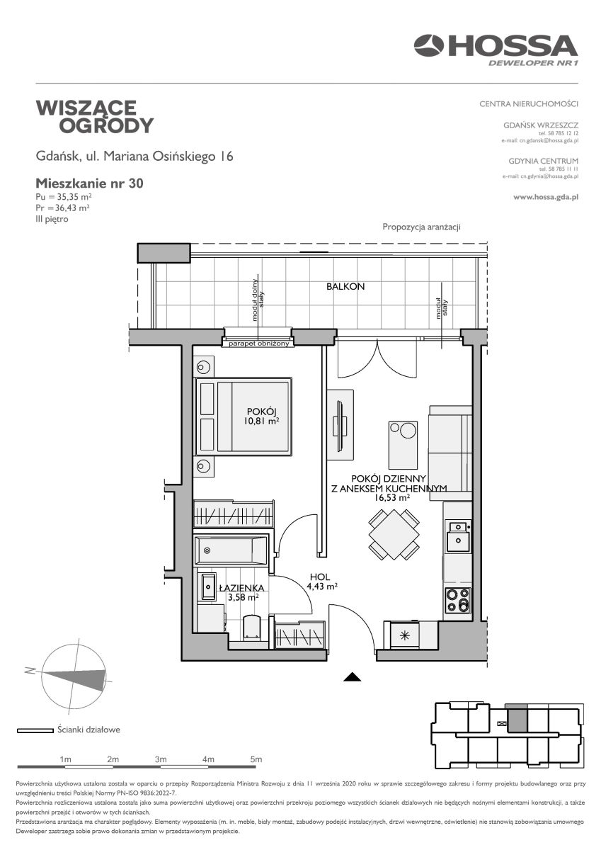 Mieszkanie 36,43 m², piętro 3, oferta nr WO/O16/30, Wiszące Ogrody, Gdańsk, Jasień, Kiełpinek, ul. Przytulna-idx