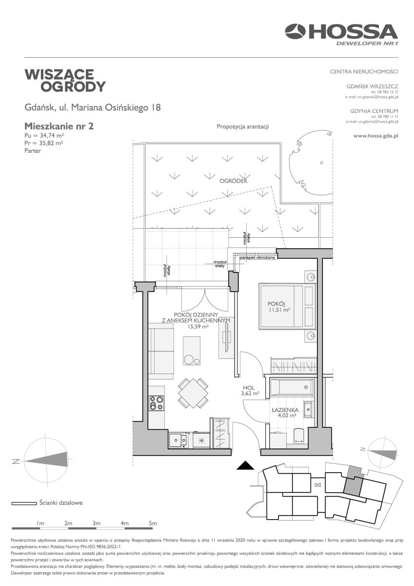 Mieszkanie 35,82 m², parter, oferta nr WO/O18/2, Wiszące Ogrody, Gdańsk, Jasień, Kiełpinek, ul. Przytulna-idx