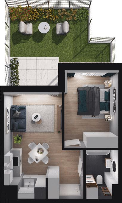 Mieszkanie 35,82 m², parter, oferta nr WO/O18/2, Wiszące Ogrody, Gdańsk, Jasień, Kiełpinek, ul. Przytulna-idx