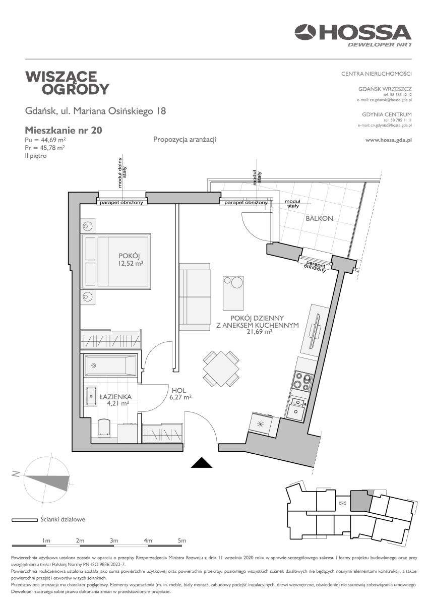 Mieszkanie 45,78 m², piętro 2, oferta nr WO/O18/20, Wiszące Ogrody, Gdańsk, Jasień, Kiełpinek, ul. Przytulna-idx