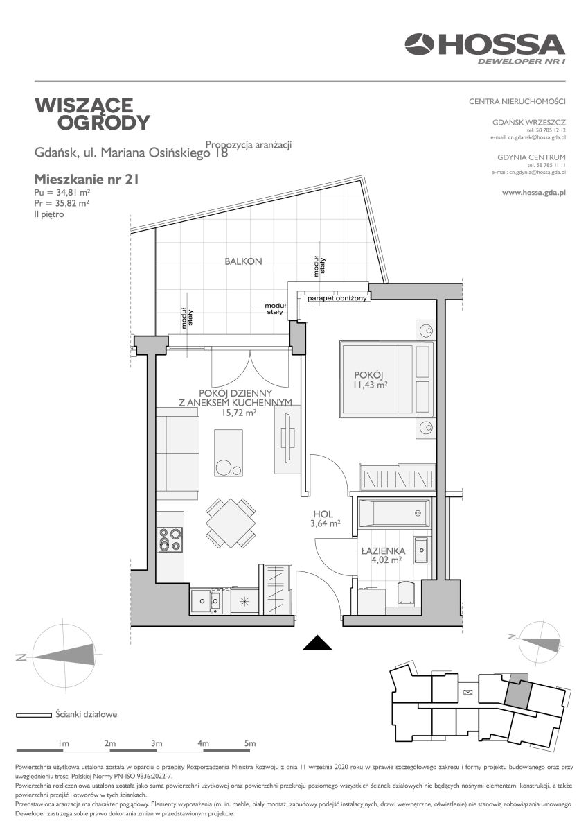 Mieszkanie 35,82 m², piętro 2, oferta nr WO/O18/21, Wiszące Ogrody, Gdańsk, Jasień, Kiełpinek, ul. Przytulna-idx