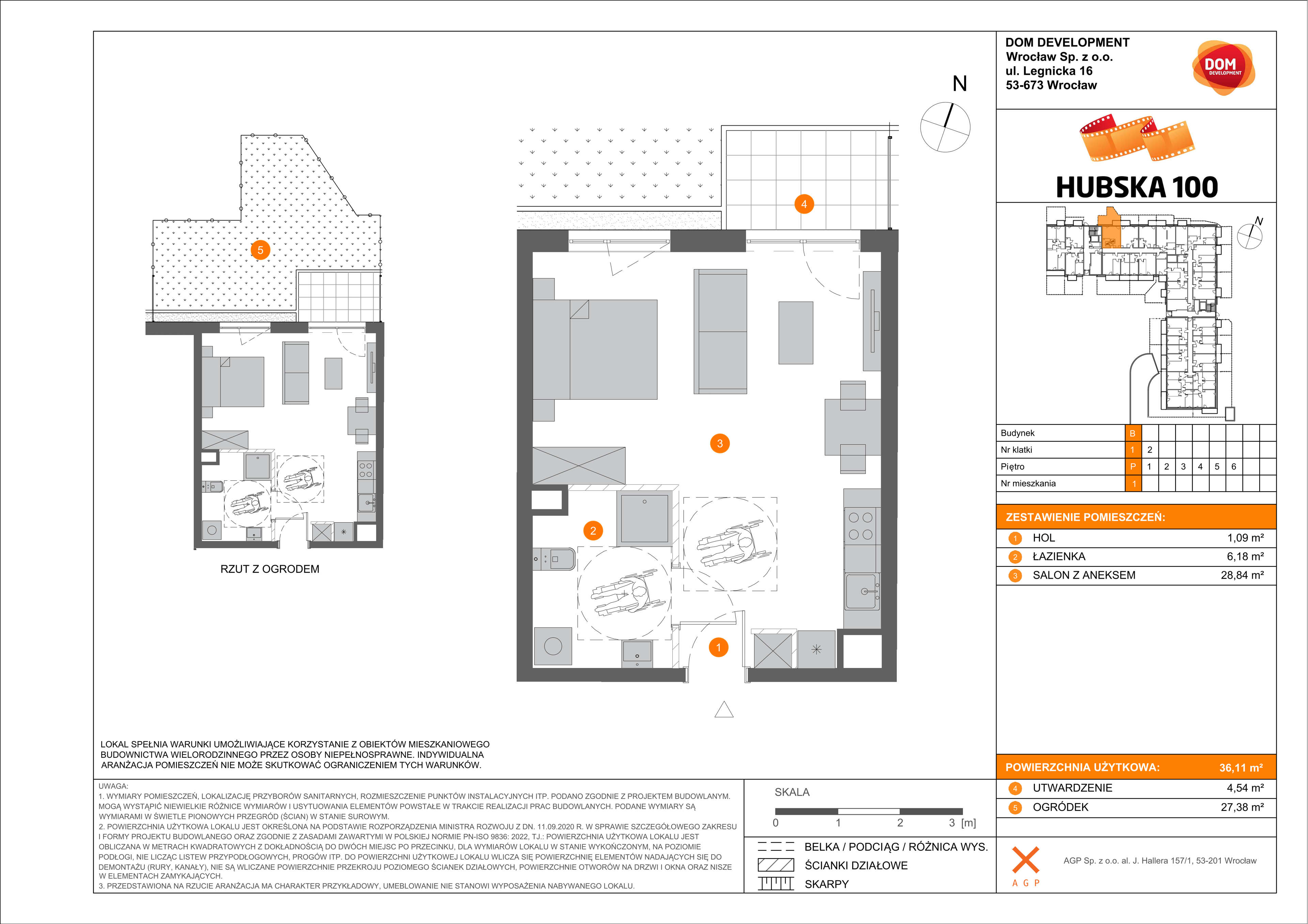 Mieszkanie 36,11 m², parter, oferta nr B/1, Hubska 100, Wrocław, Huby, Krzyki, ul. Hubska 100-idx