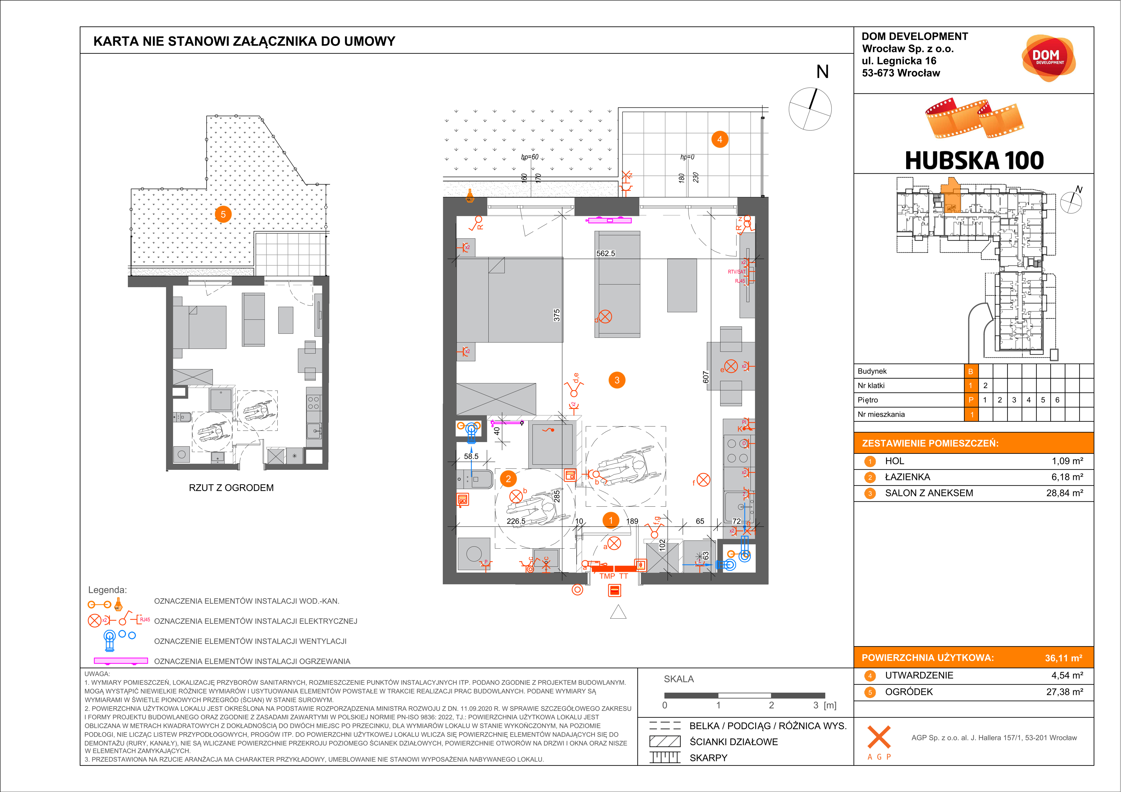 Mieszkanie 36,11 m², parter, oferta nr B/1, Hubska 100, Wrocław, Huby, Krzyki, ul. Hubska 100-idx