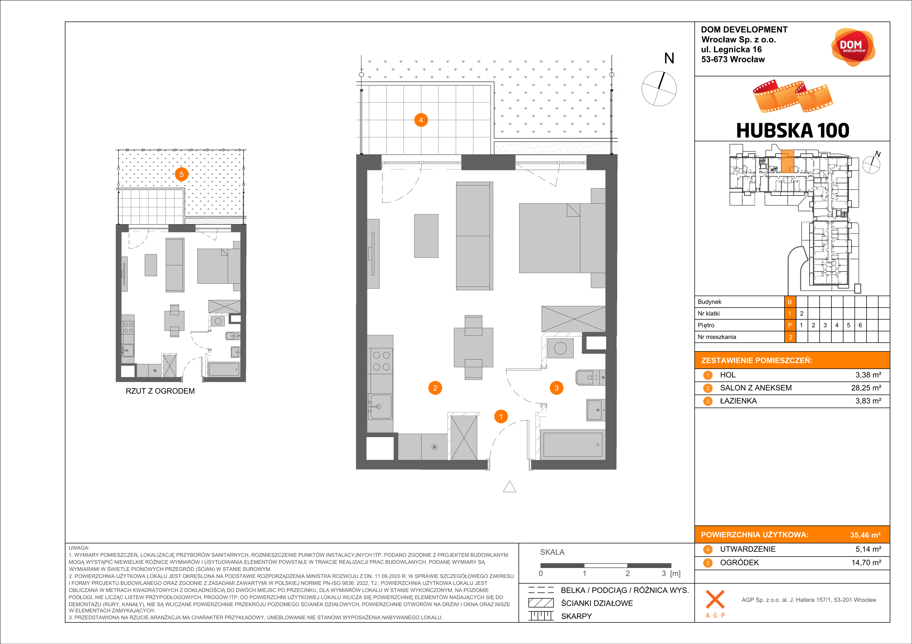 Mieszkanie 35,46 m², parter, oferta nr B/2, Hubska 100, Wrocław, Huby, Krzyki, ul. Hubska 100-idx