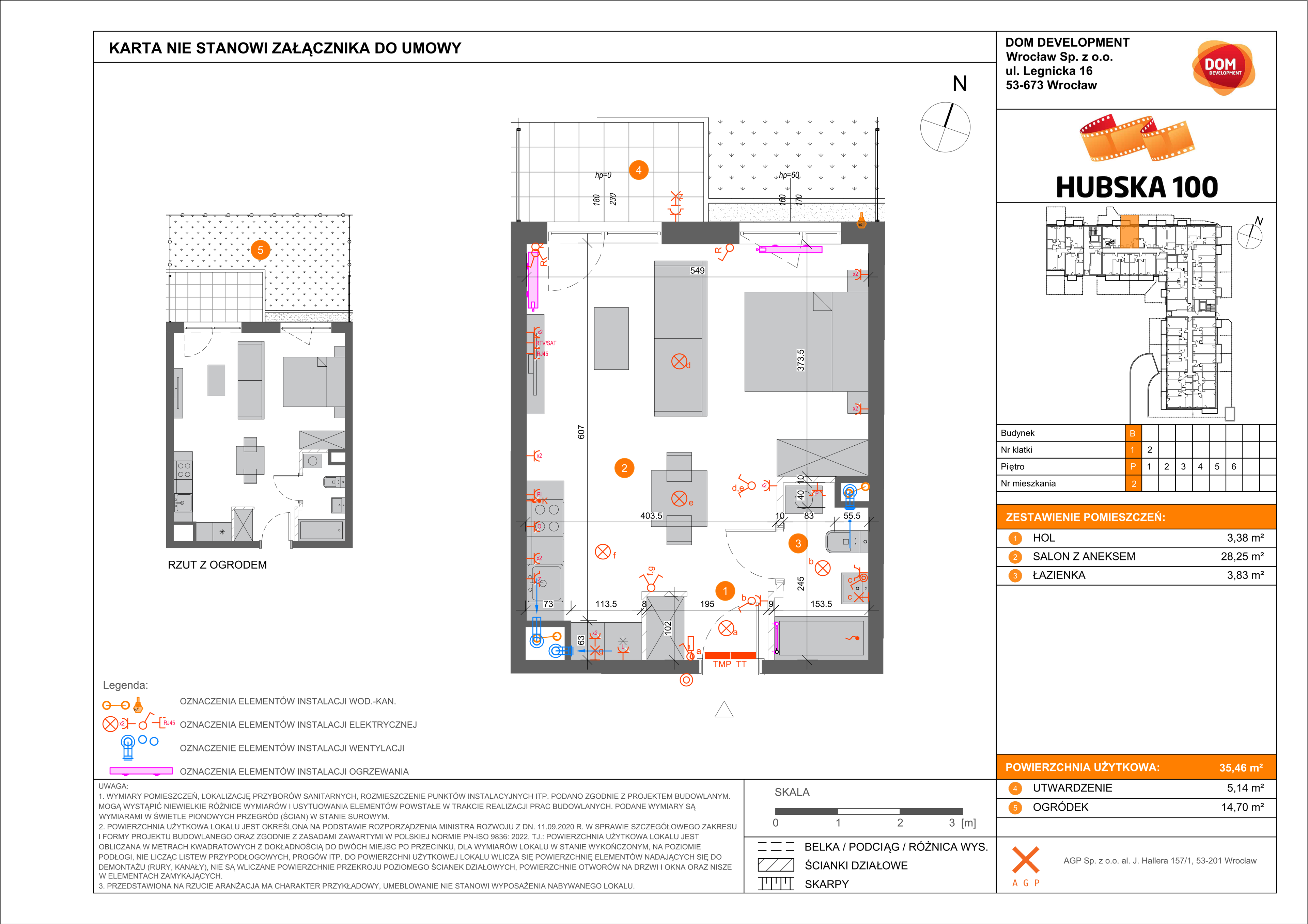 Mieszkanie 35,46 m², parter, oferta nr B/2, Hubska 100, Wrocław, Huby, Krzyki, ul. Hubska 100-idx