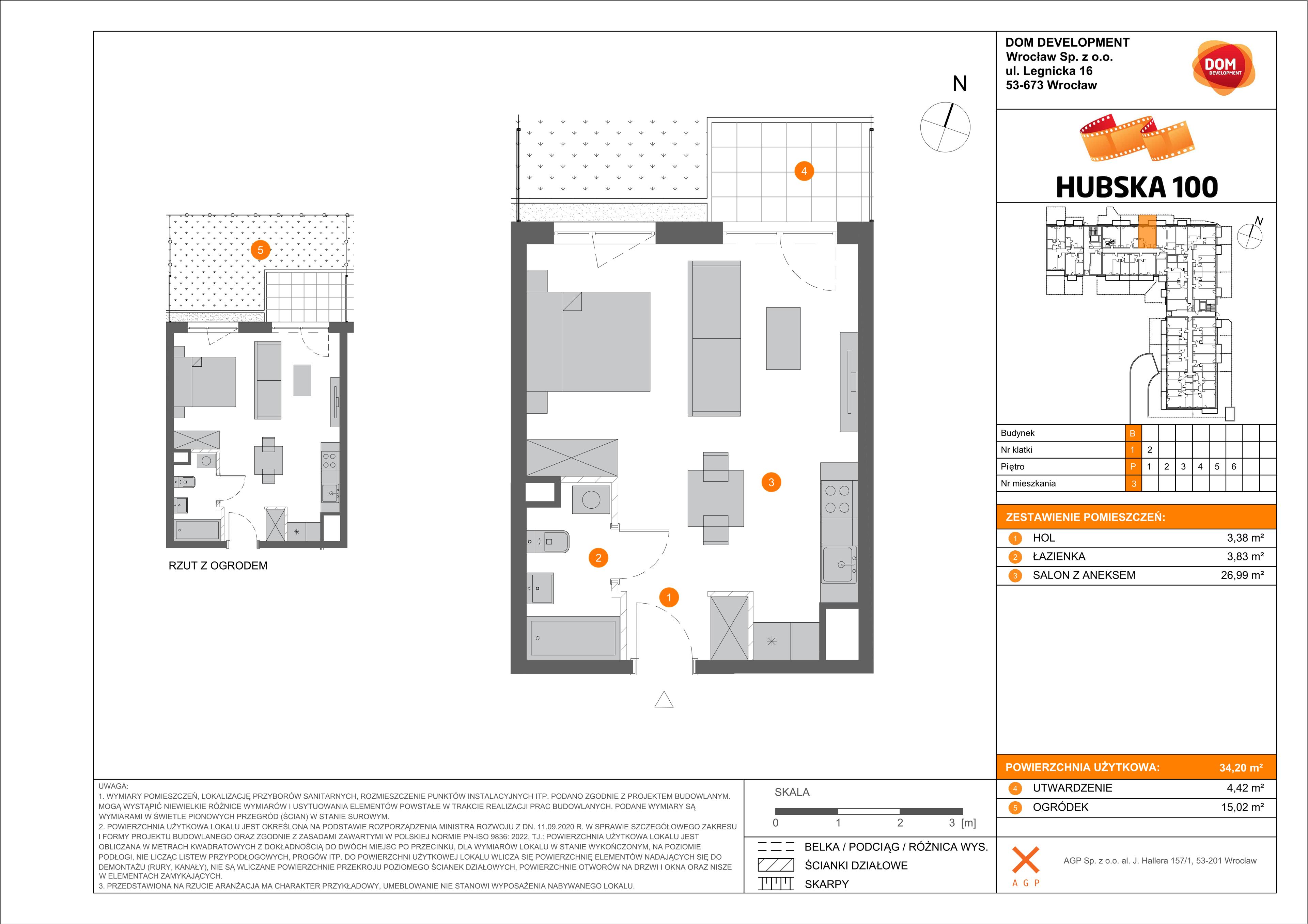 Mieszkanie 34,20 m², parter, oferta nr B/3, Hubska 100, Wrocław, Huby, Krzyki, ul. Hubska 100-idx