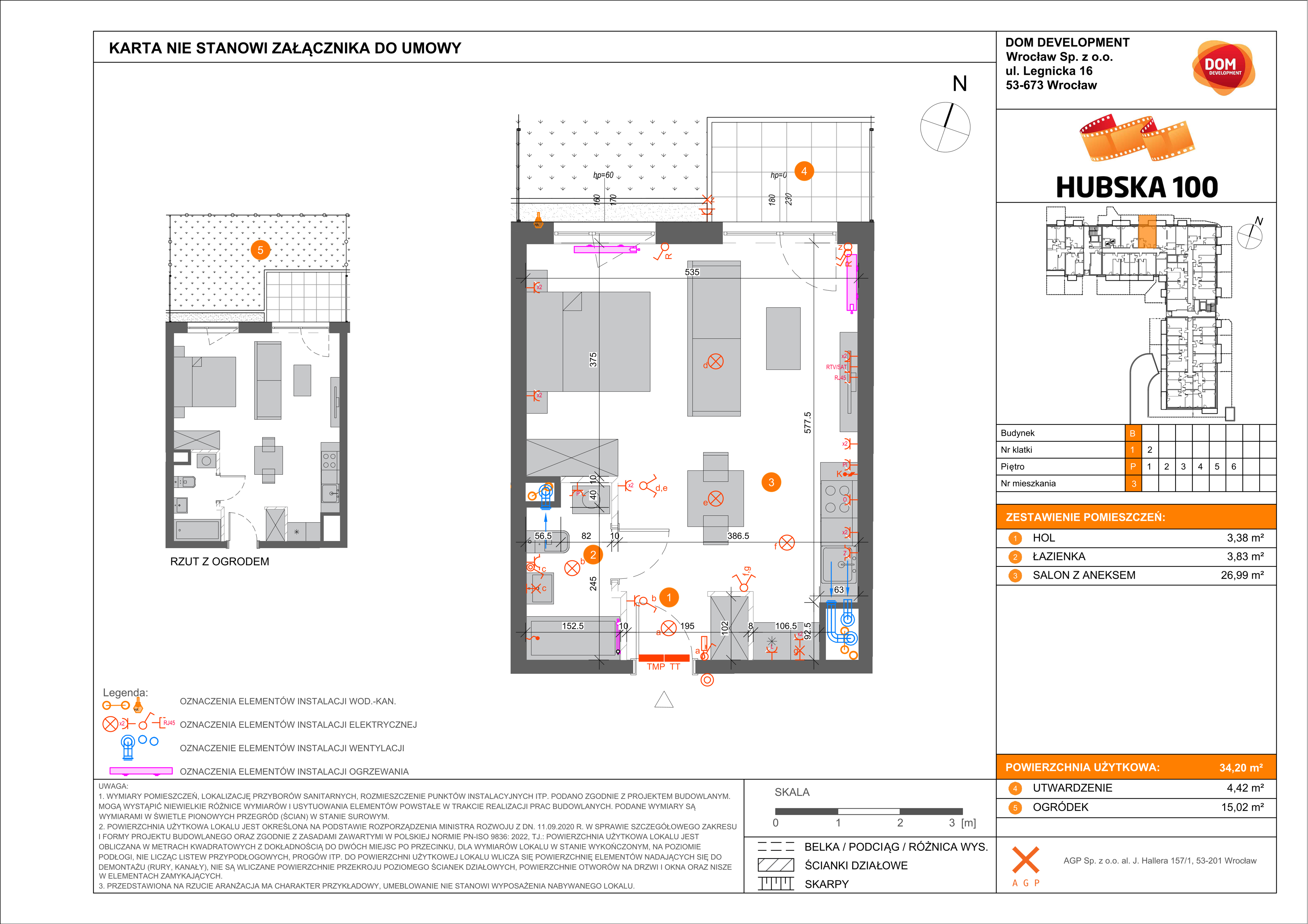 Mieszkanie 34,20 m², parter, oferta nr B/3, Hubska 100, Wrocław, Huby, Krzyki, ul. Hubska 100-idx