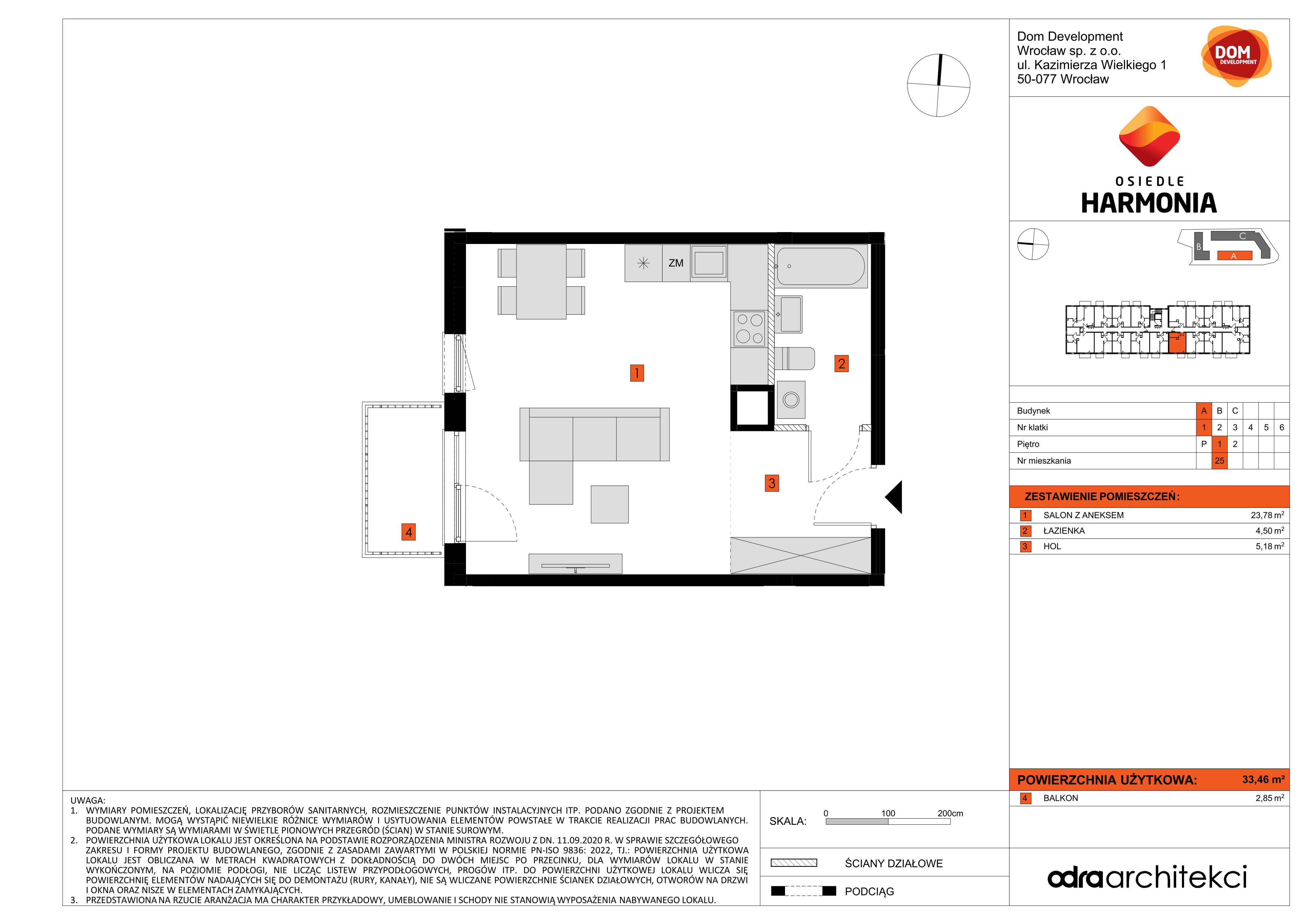 Mieszkanie 33,46 m², piętro 1, oferta nr A/25, Osiedle Harmonia, Wrocław, Maślice, ul. Stodolna-idx