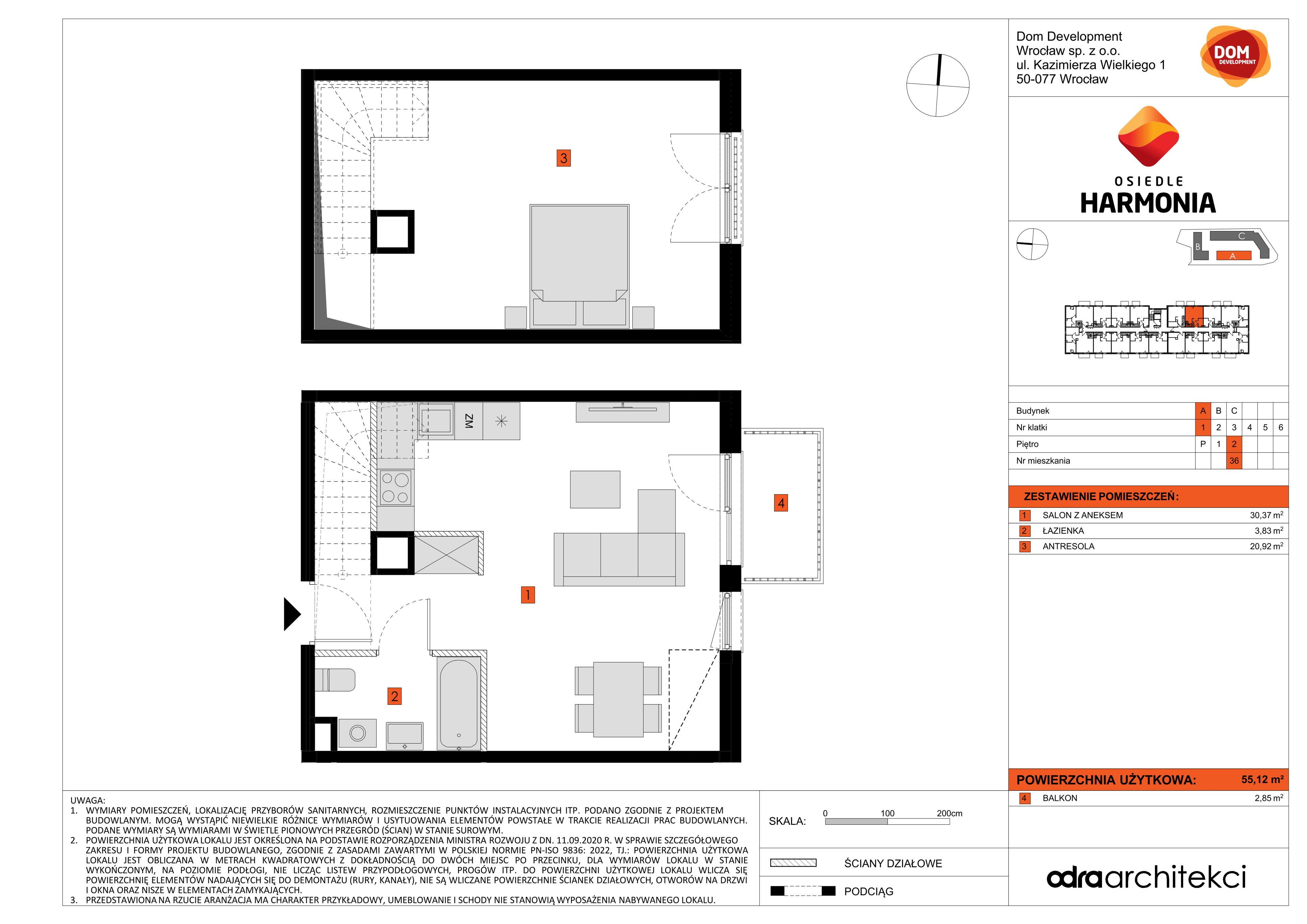 Mieszkanie 55,12 m², piętro 2, oferta nr A/36, Osiedle Harmonia, Wrocław, Maślice, ul. Stodolna-idx