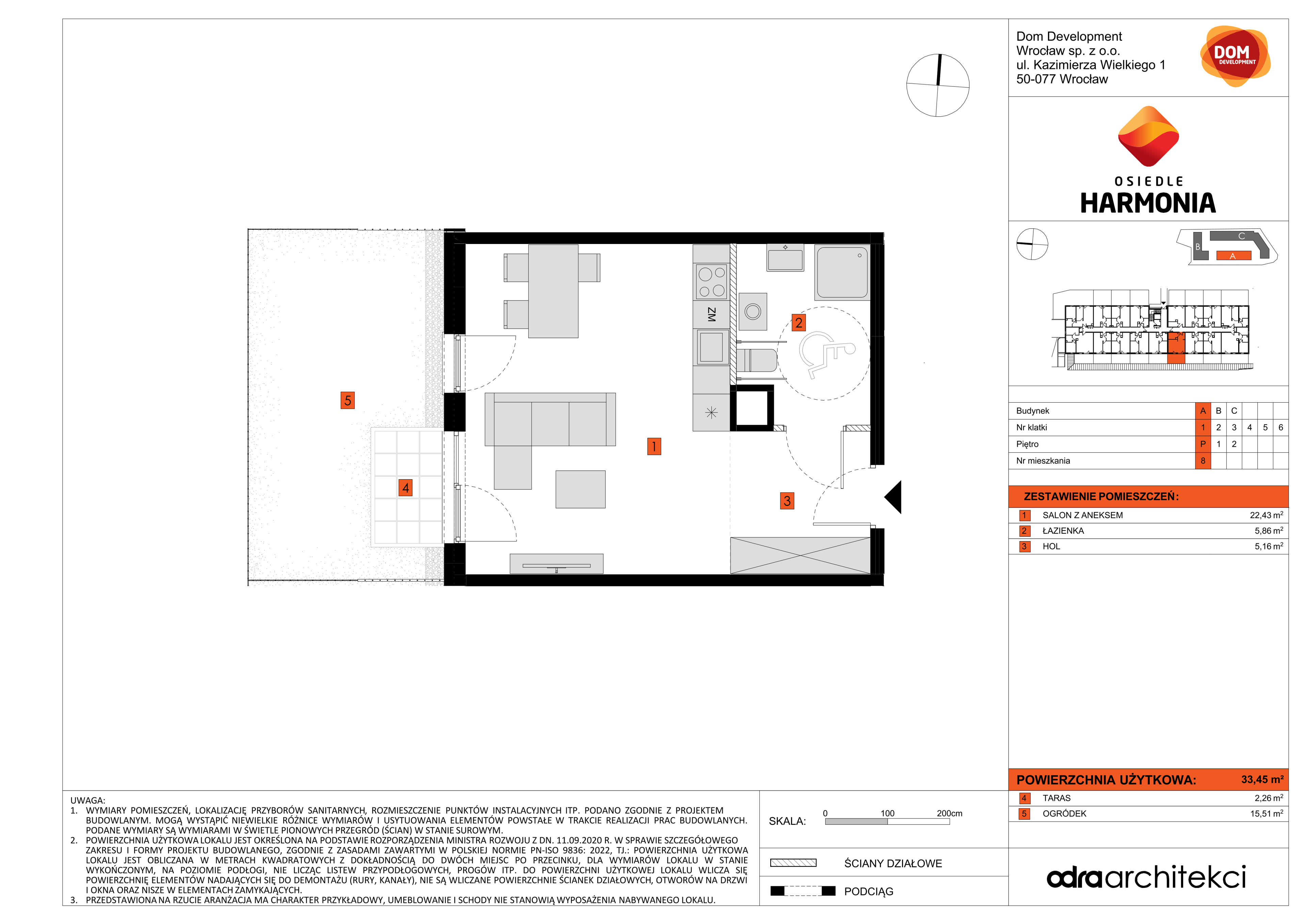 Mieszkanie 33,45 m², parter, oferta nr A/8, Osiedle Harmonia, Wrocław, Maślice, ul. Stodolna-idx