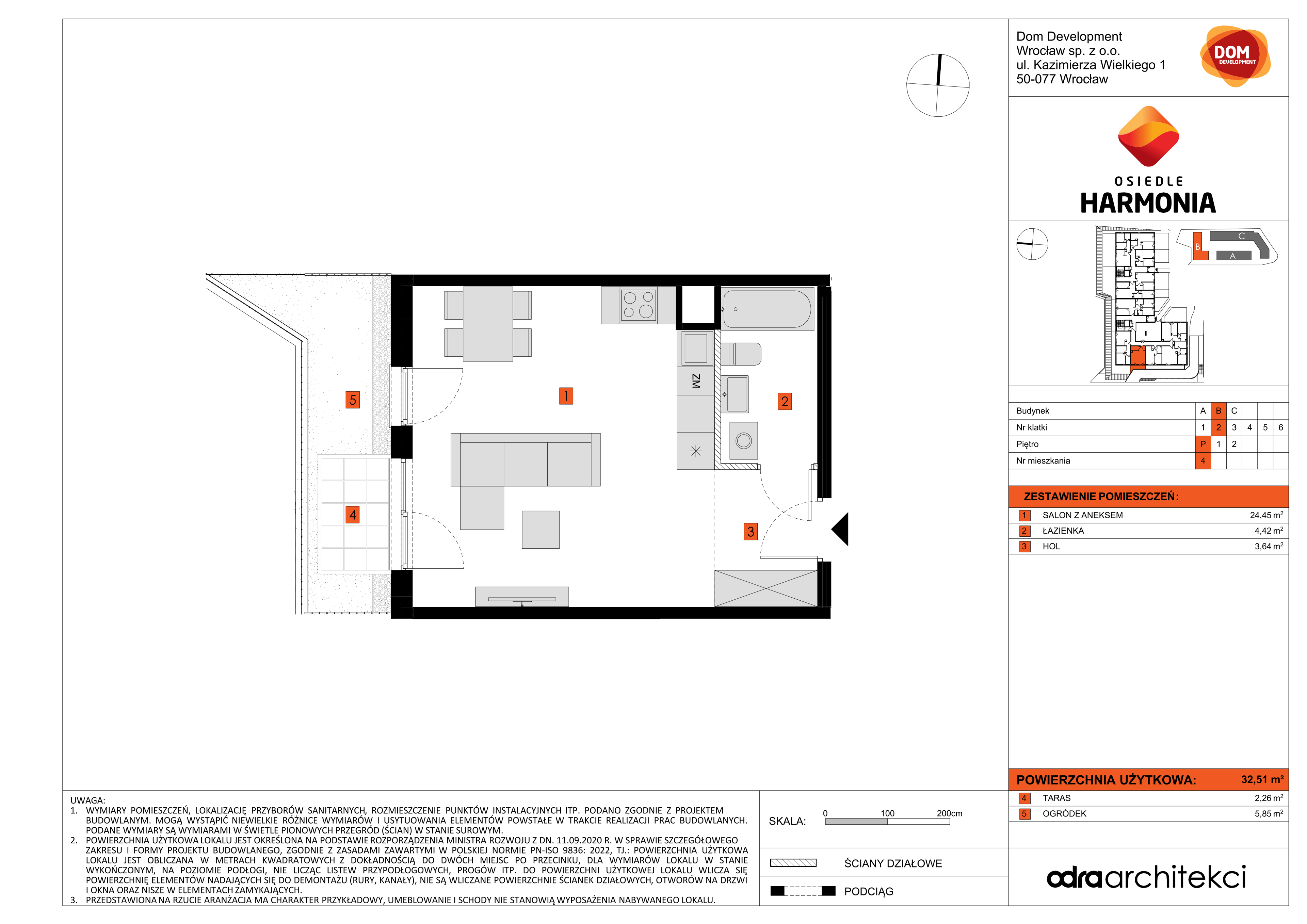 Mieszkanie 32,51 m², parter, oferta nr B/4, Osiedle Harmonia, Wrocław, Maślice, ul. Stodolna-idx