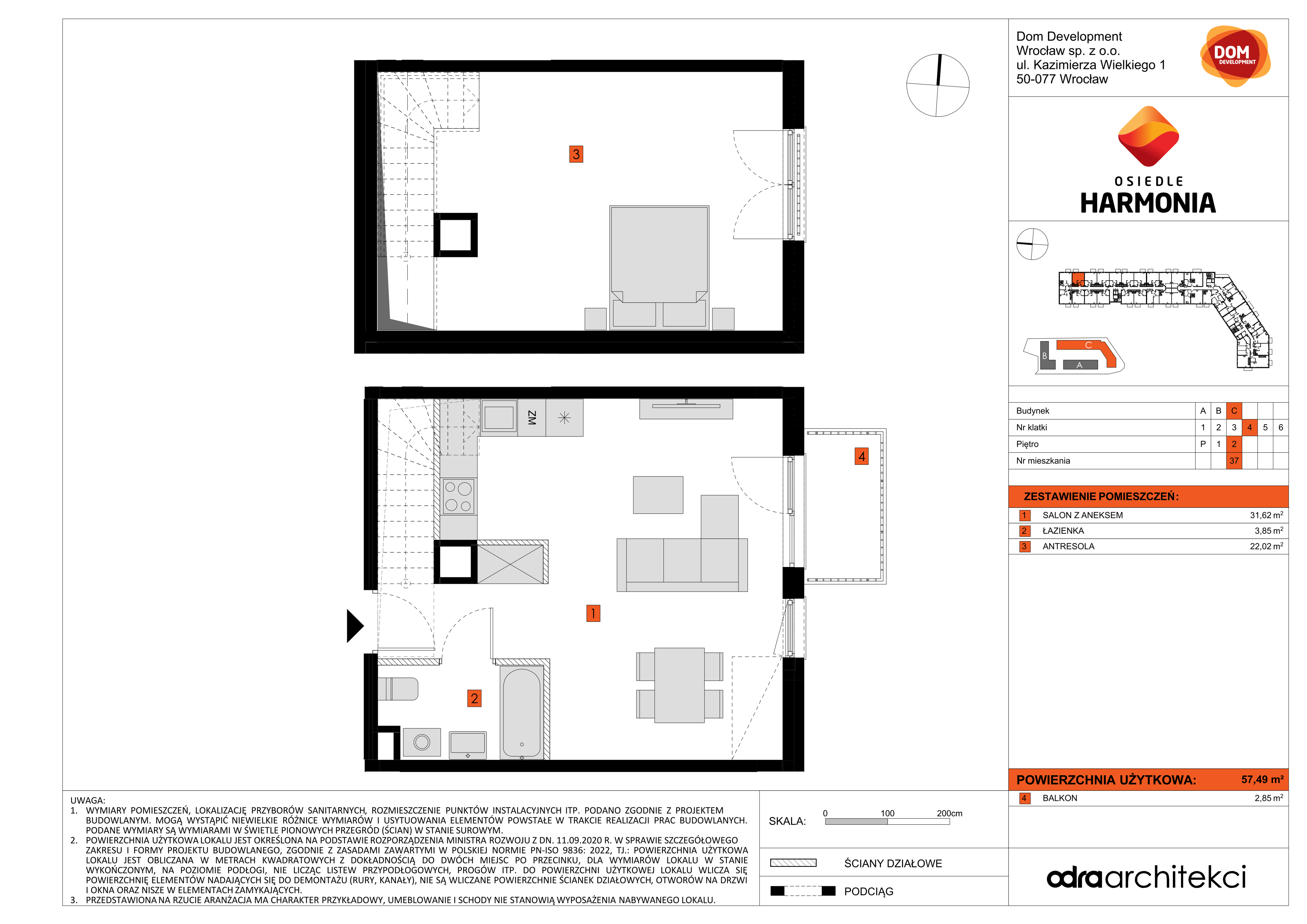 Mieszkanie 57,49 m², piętro 2, oferta nr C/37, Osiedle Harmonia, Wrocław, Maślice, ul. Stodolna-idx