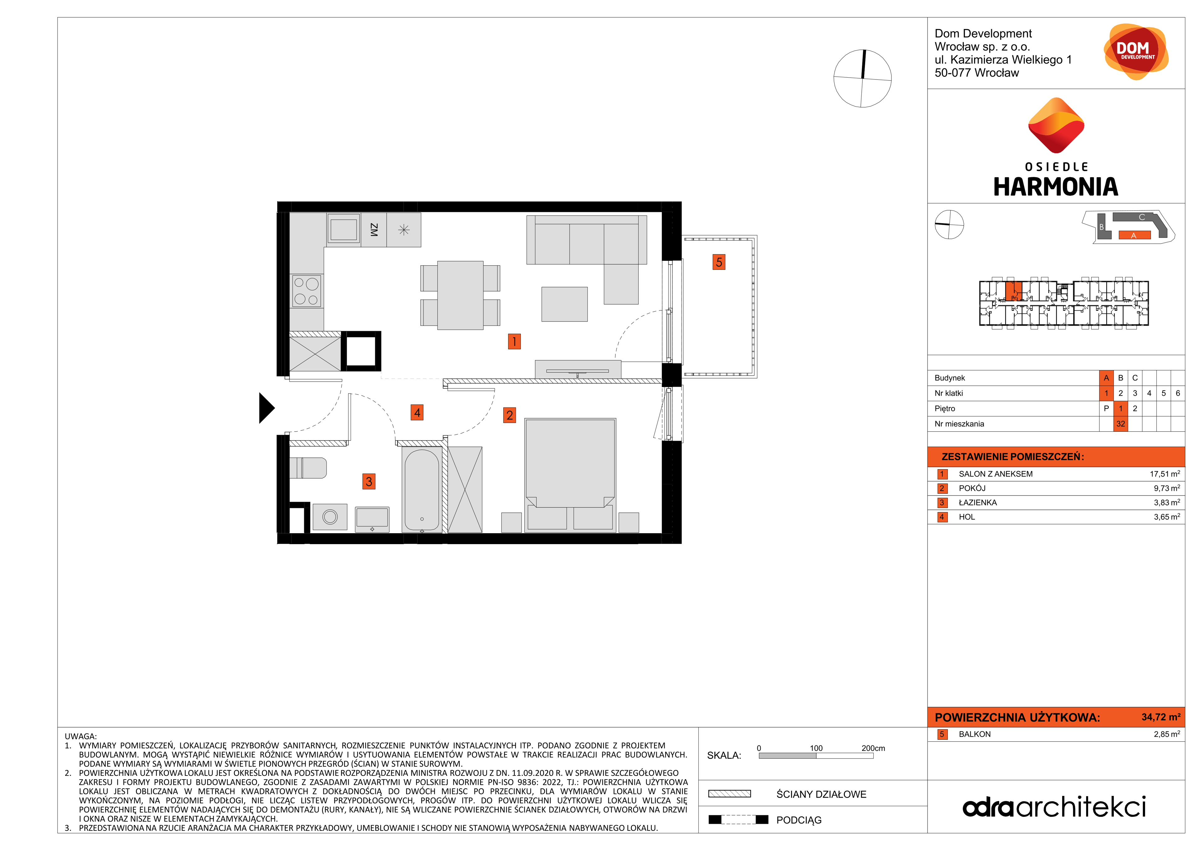 Mieszkanie 34,72 m², piętro 1, oferta nr A/32, Osiedle Harmonia, Wrocław, Maślice, ul. Stodolna-idx