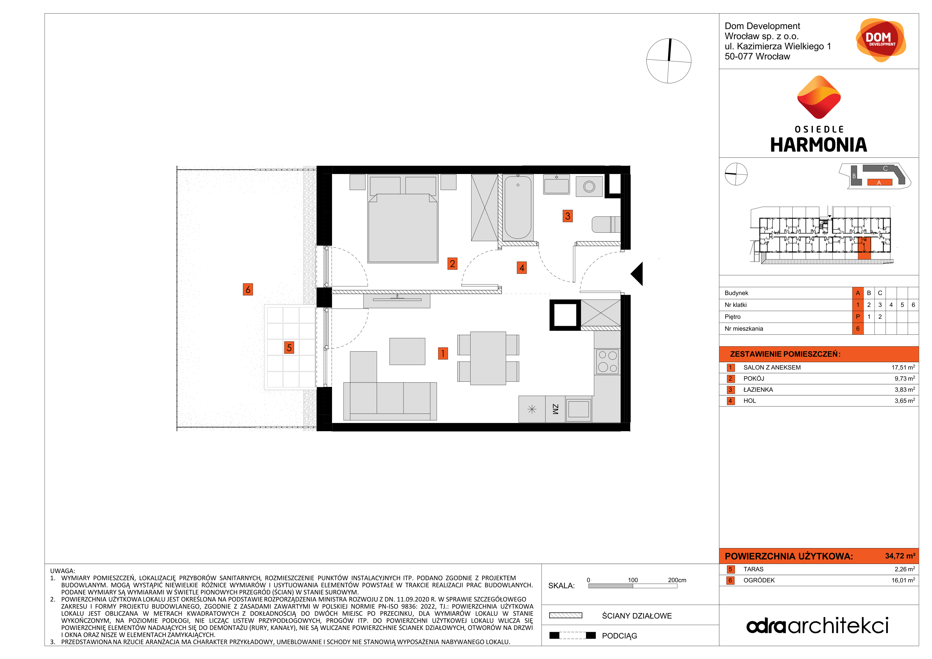 Mieszkanie 34,72 m², parter, oferta nr A/6, Osiedle Harmonia, Wrocław, Maślice, ul. Stodolna-idx