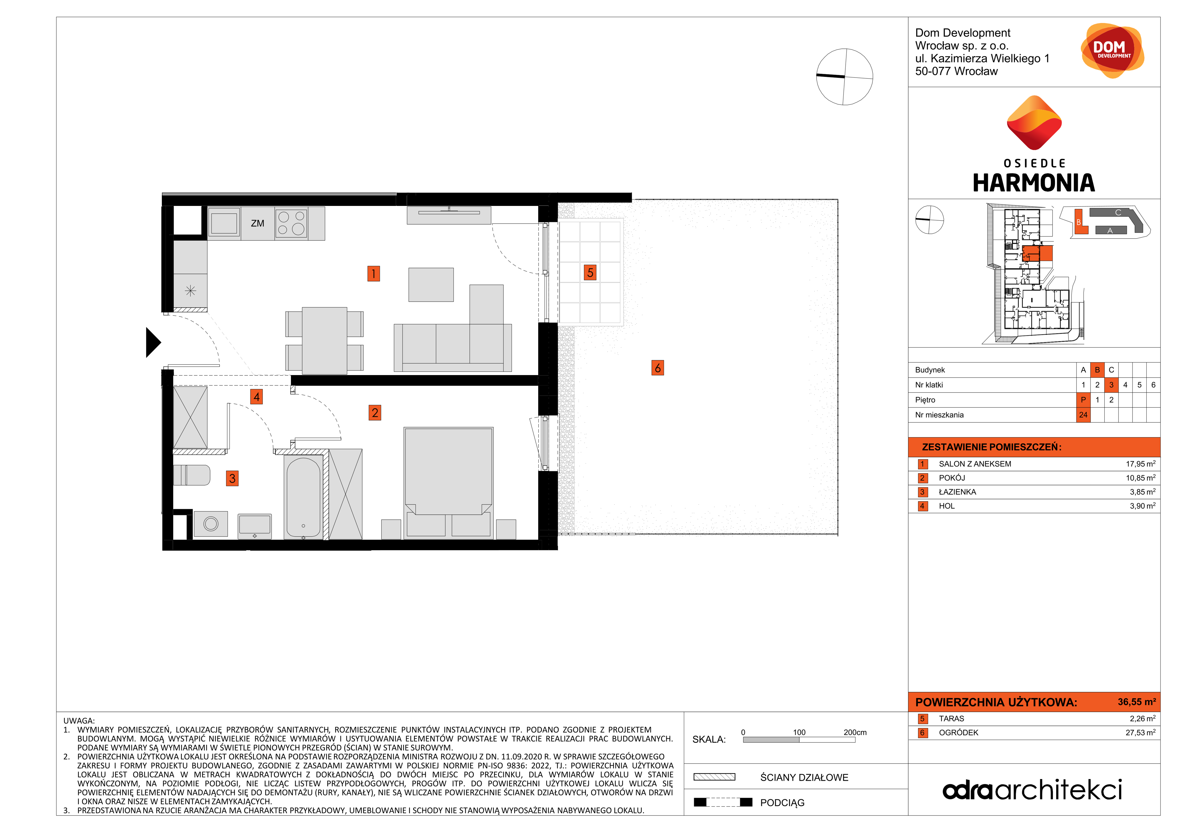 Mieszkanie 36,55 m², parter, oferta nr B/24, Osiedle Harmonia, Wrocław, Maślice, ul. Stodolna-idx